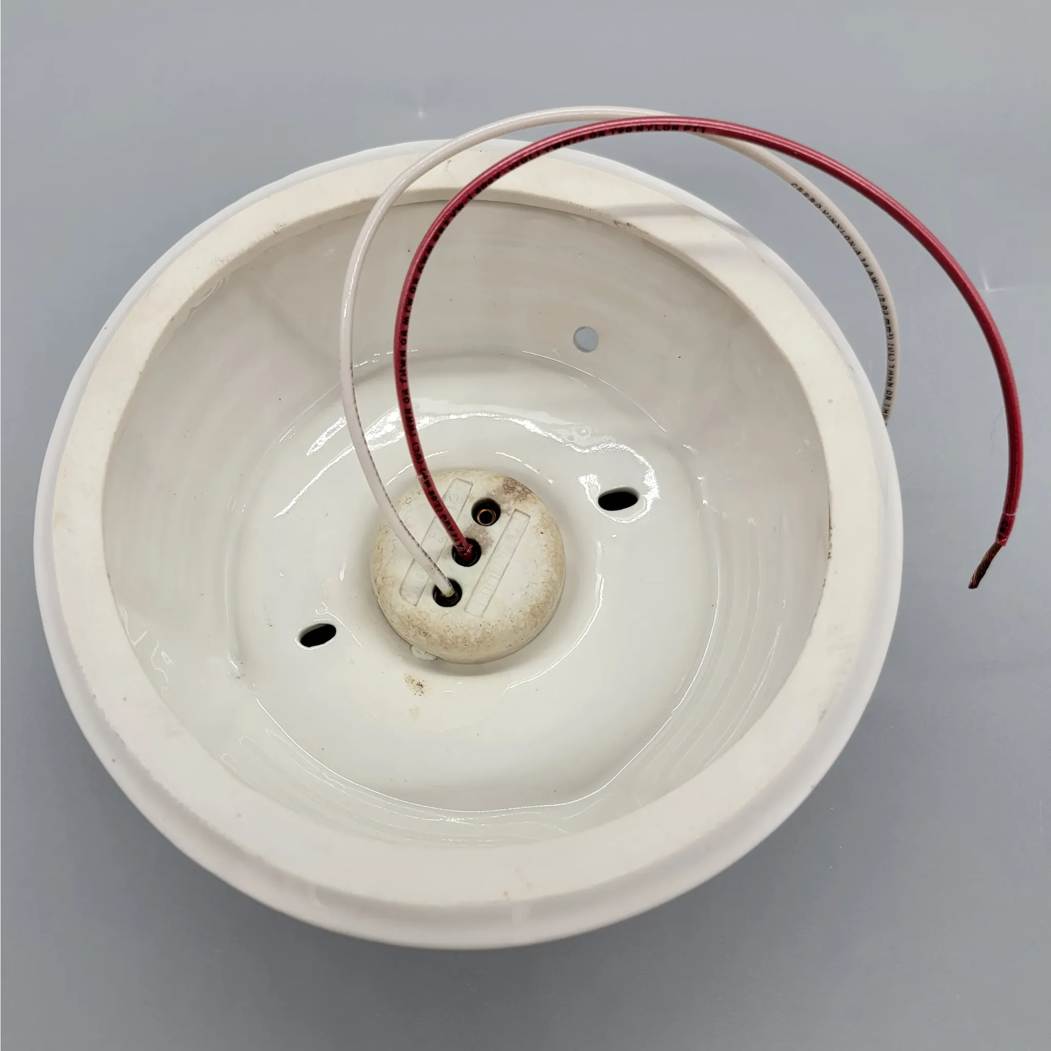 Vintage Porcelain & Glass Flush Mount Art Deco Light Fixture - Kitchen or Bath - View 9