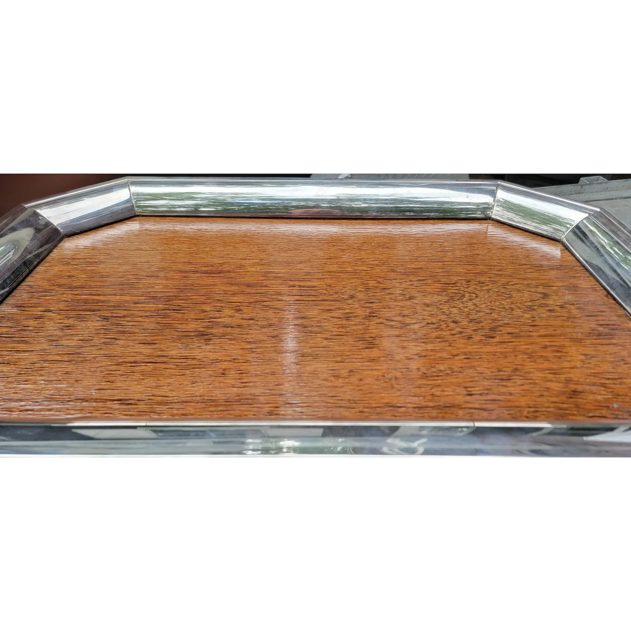 Scarce St. James Brazil Folding Tray Table - Silverplate & Wood - Late Mid-Century - View 11