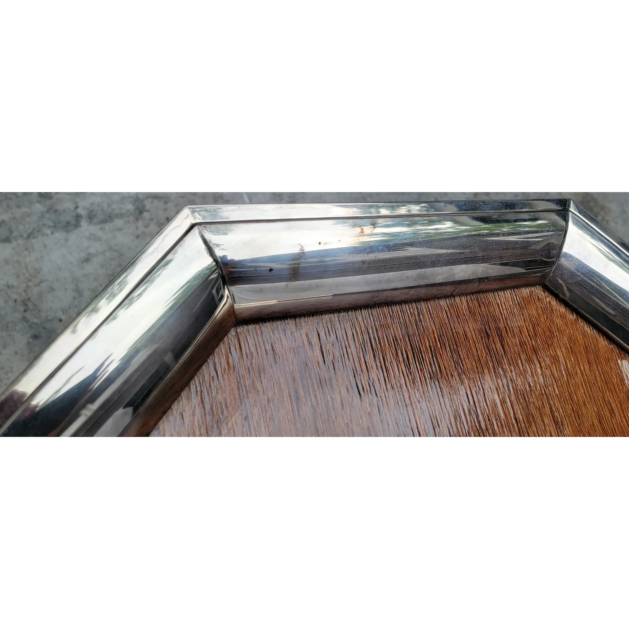 Scarce St. James Brazil Folding Tray Table - Silverplate & Wood - Late Mid-Century - View 14
