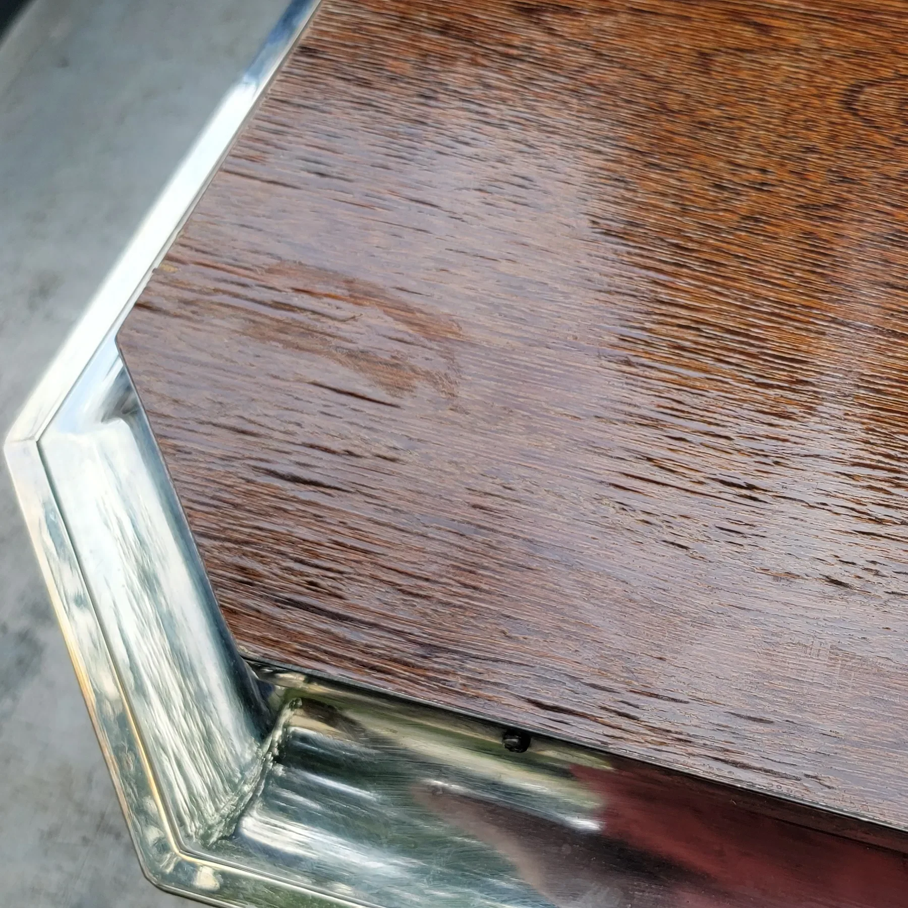 Scarce St. James Brazil Folding Tray Table - Silverplate & Wood - Late Mid-Century - View 15