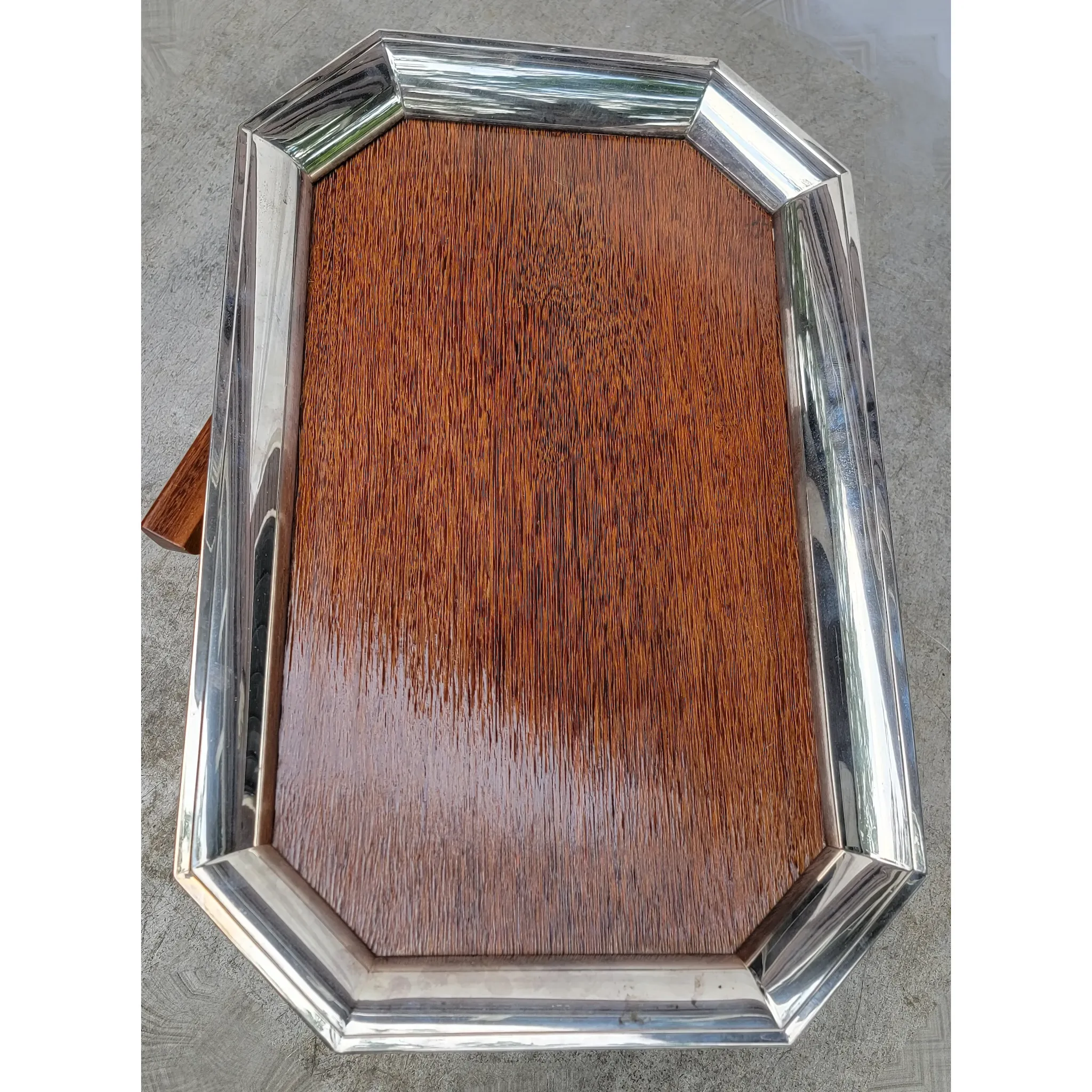 Scarce St. James Brazil Folding Tray Table - Silverplate & Wood - Late Mid-Century - View 3