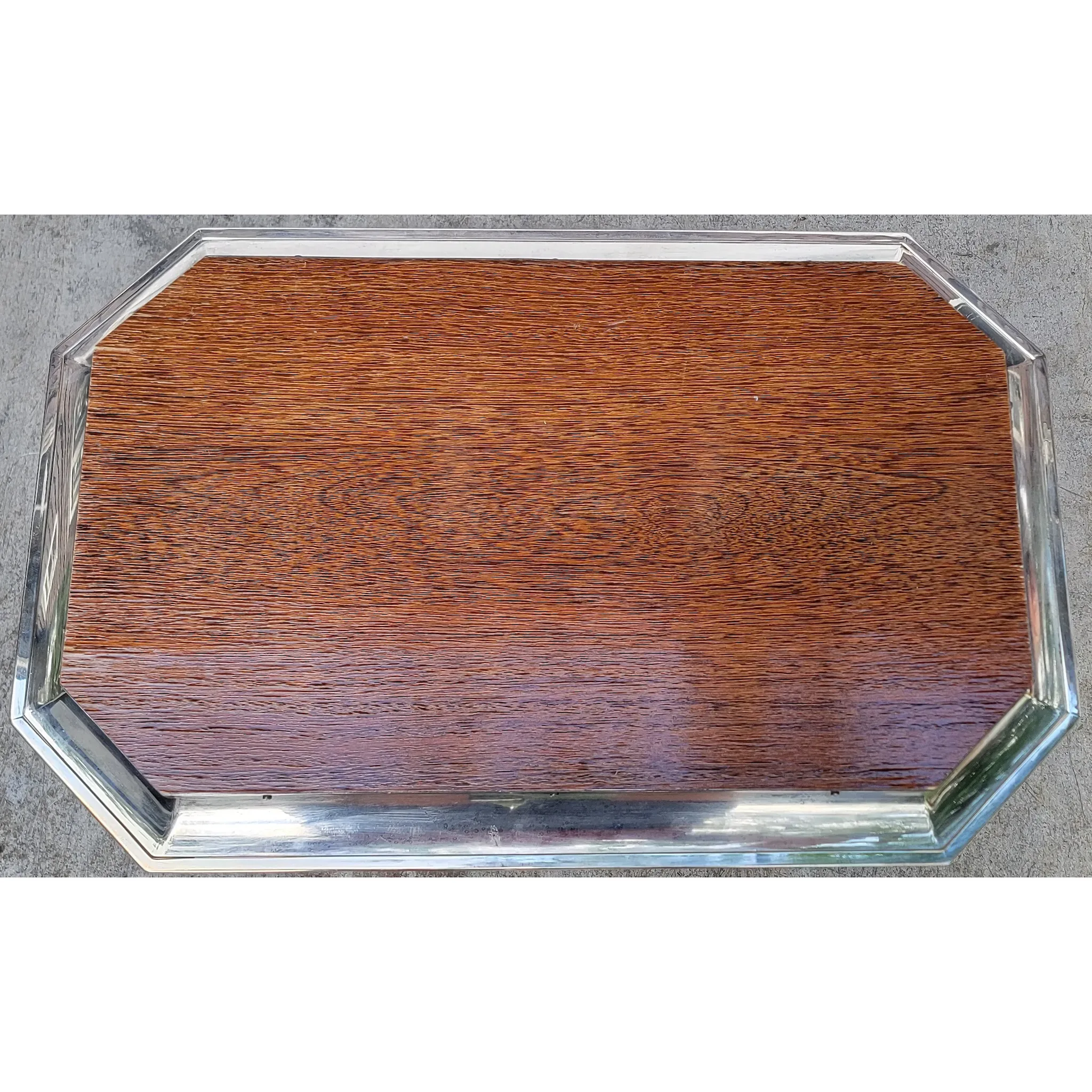Scarce St. James Brazil Folding Tray Table - Silverplate & Wood - Late Mid-Century - View 4
