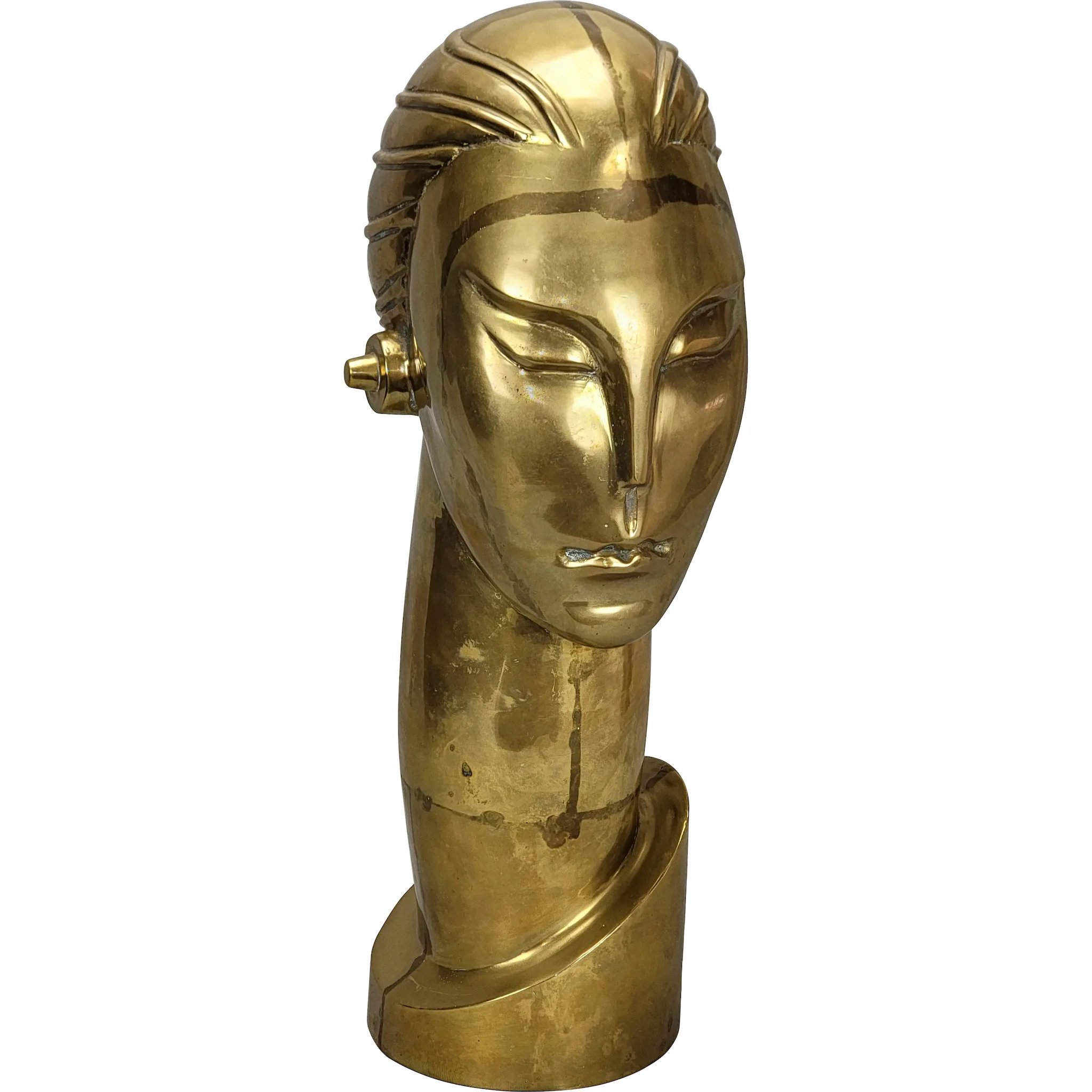 Brass Modernist/Futuristic Bust/Sculpture by Balos