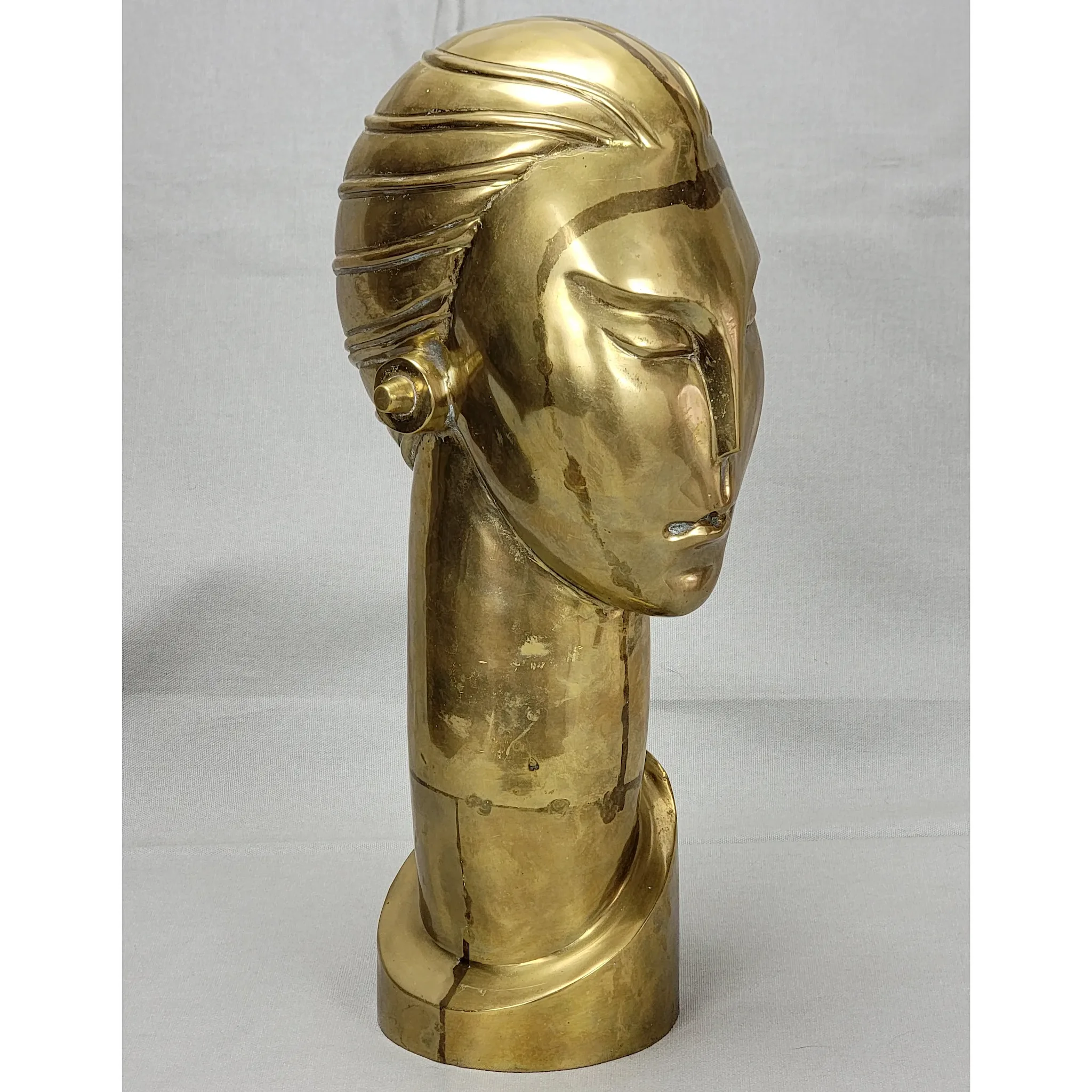 Brass Modernist/Futuristic Bust/Sculpture by Balos - View 2