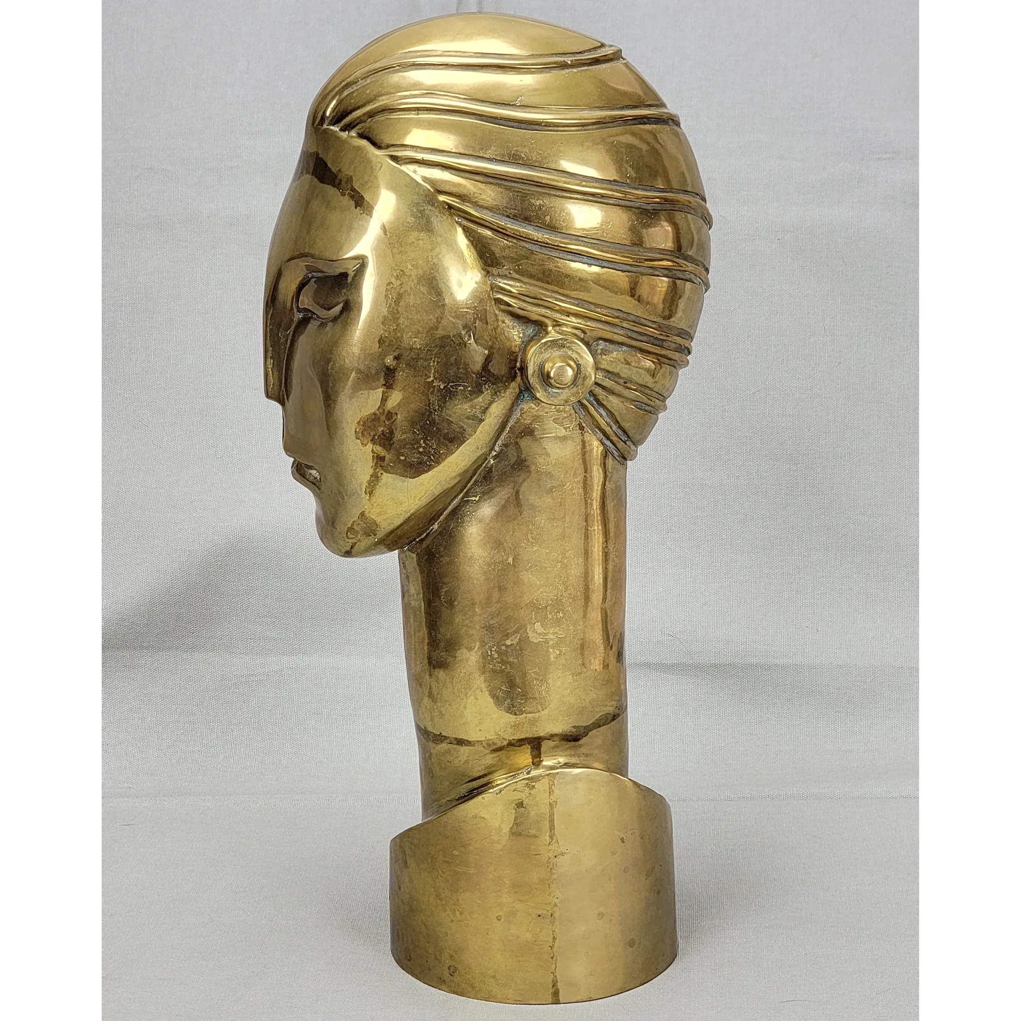 Brass Modernist/Futuristic Bust/Sculpture by Balos - View 5