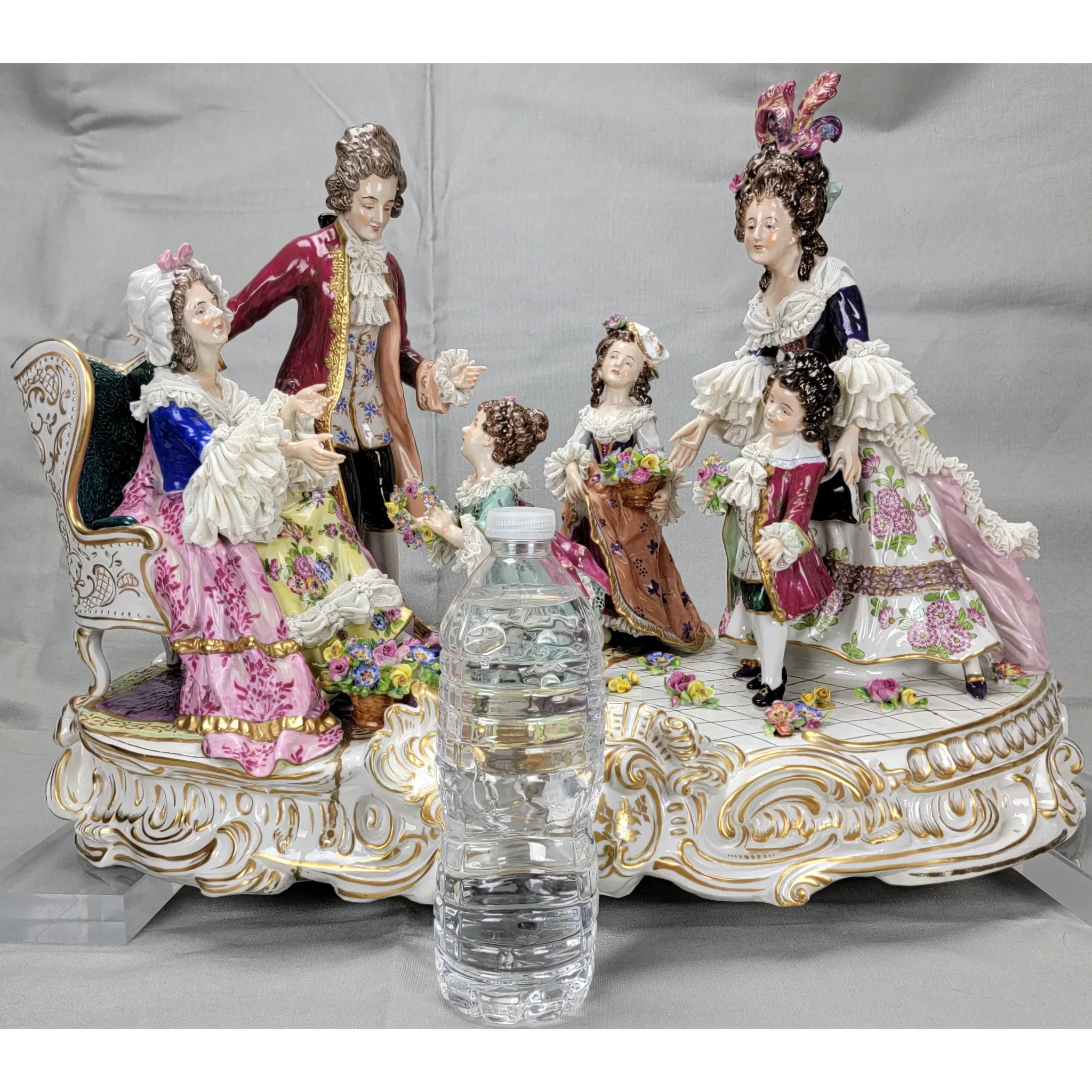 Large Volkstedt Germany Porcelain Group - Grandmother Family Gathering - View 2