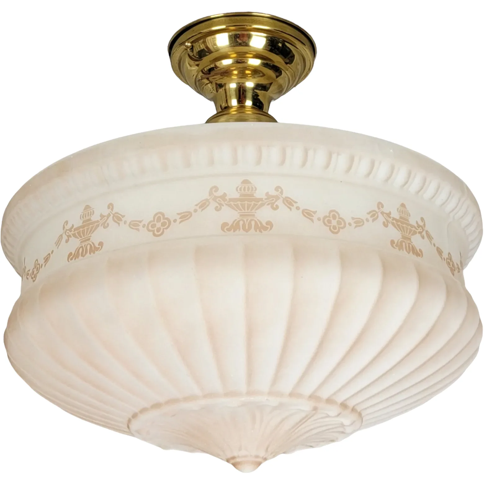 Victorian Flush Mount Fixture - Large Embossed Shade