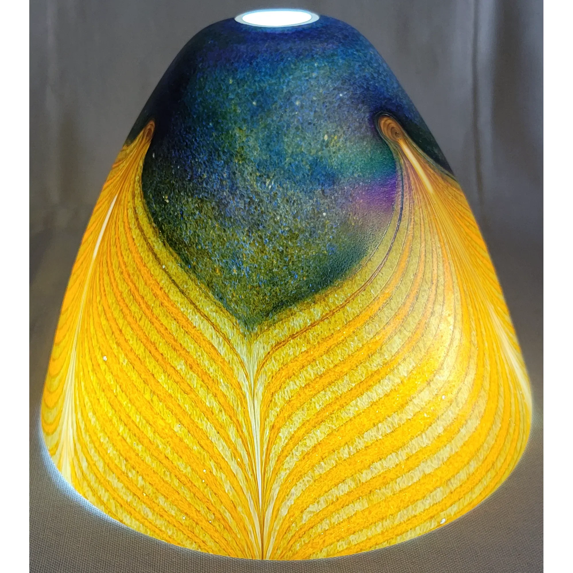 Pair Quoizel Salamander Starry Night Lamps - Art Glass Shades - View 4