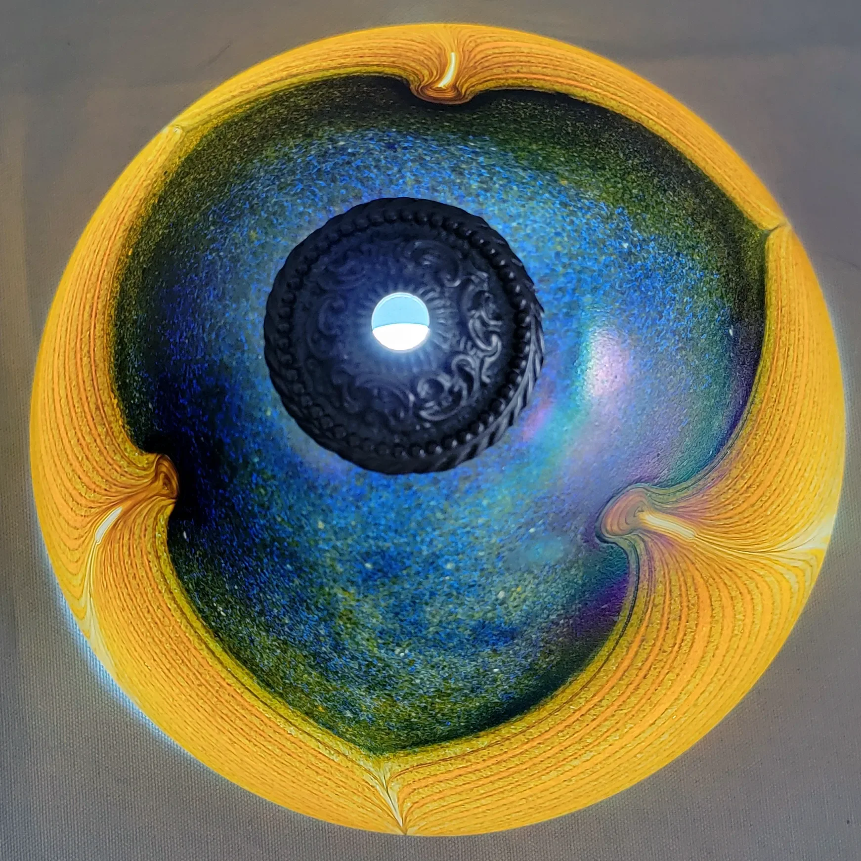 Pair Quoizel Salamander Starry Night Lamps - Art Glass Shades - View 5