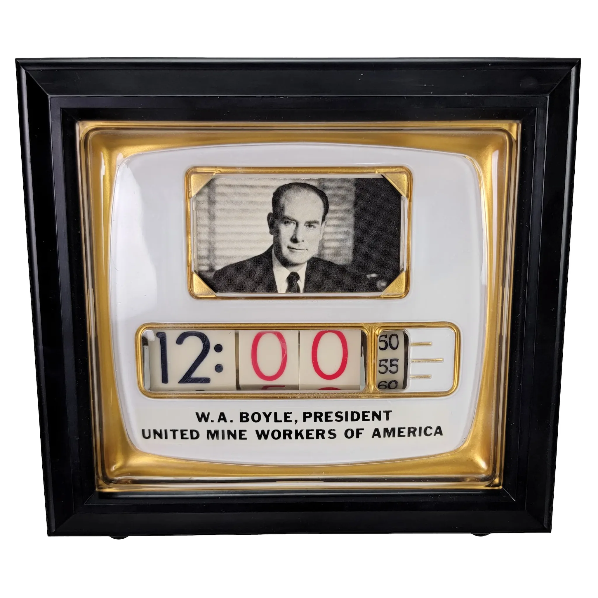 Vintage Tele-Vision Lamp Clock - No. 700 P1 Photo Ident - W.A. Tony Boyle - Mine Workers Union