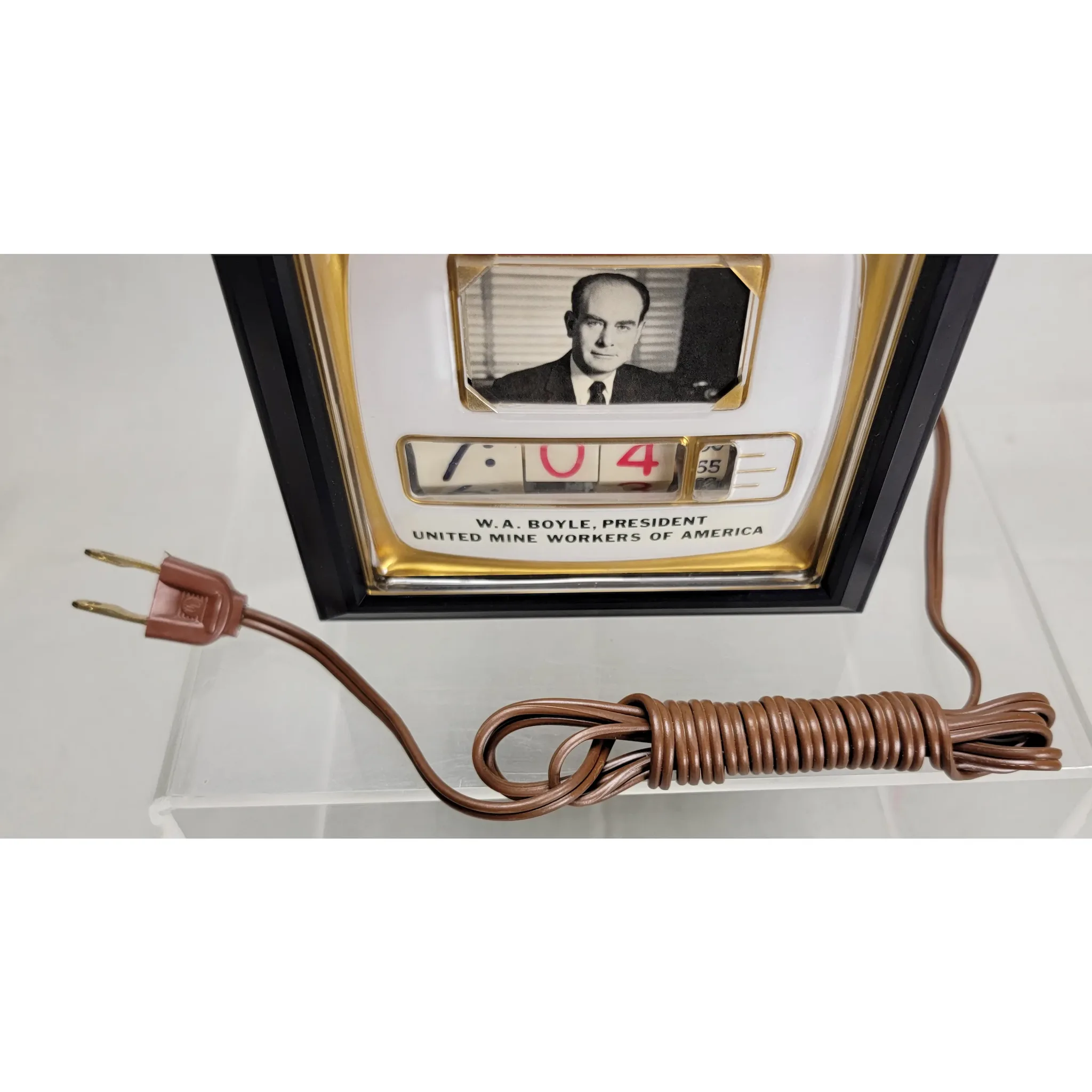 Vintage Tele-Vision Lamp Clock - No. 700 P1 Photo Ident  - W.A. Tony Boyle - Mine Workers Union - View 8