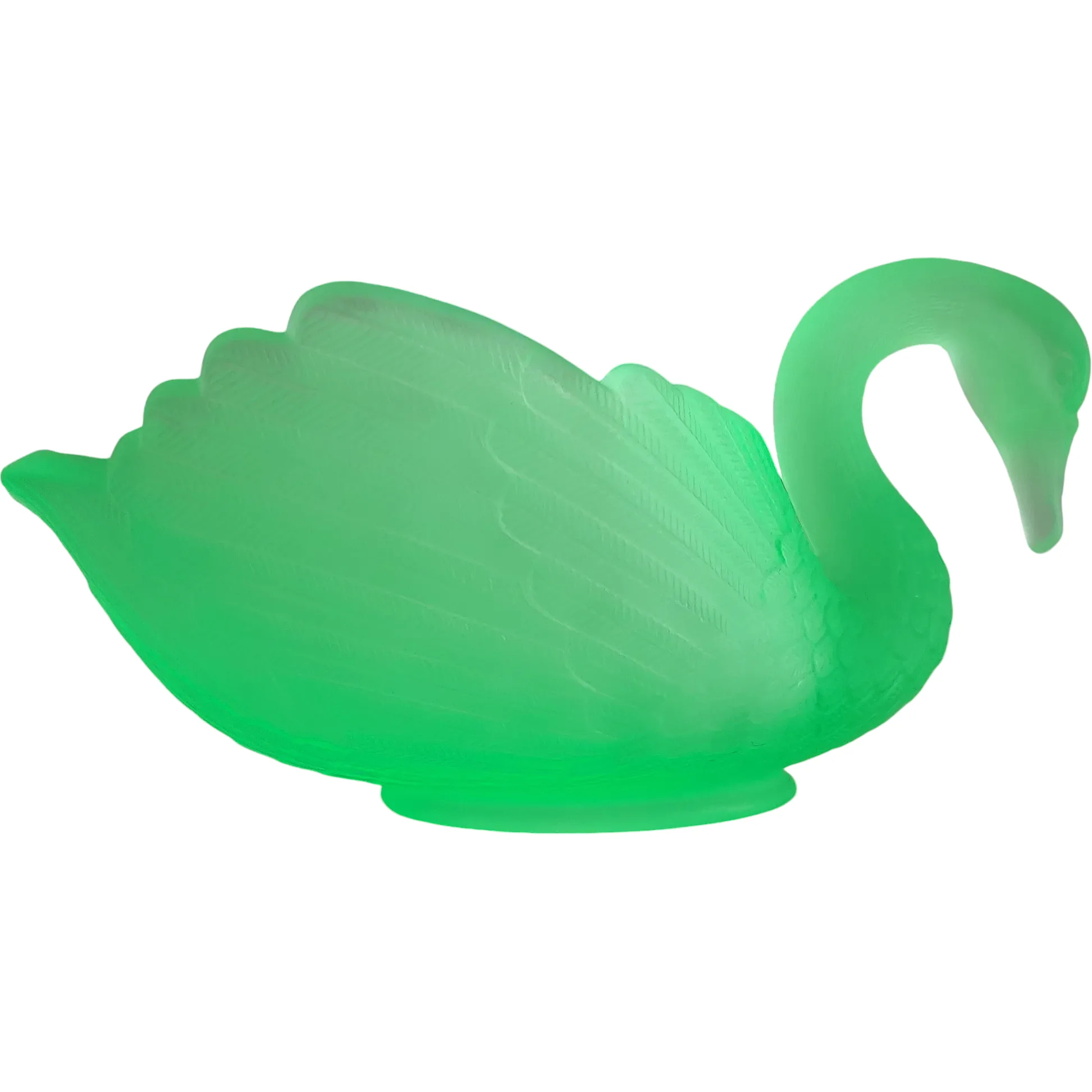 Vintage L.G. Wright Uranium Satin Glass Swan Dish