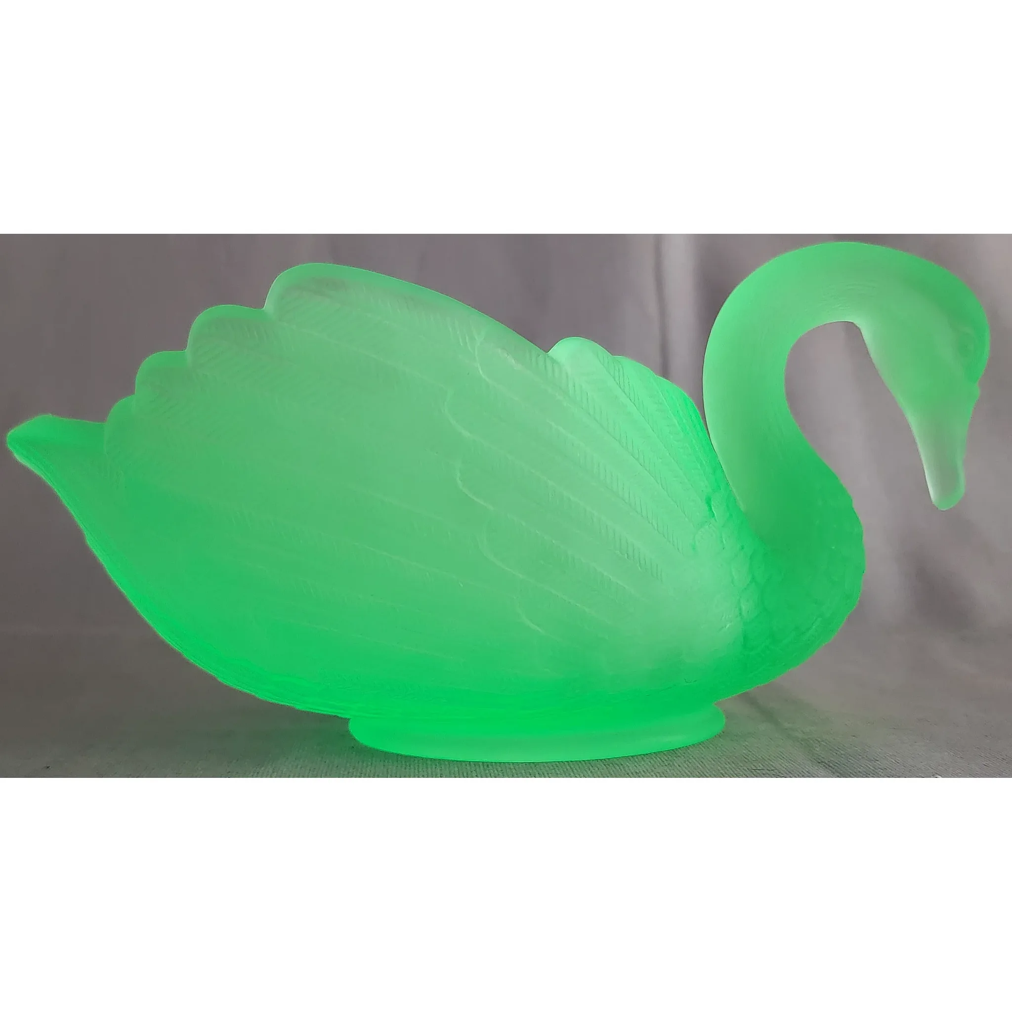 Vintage L.G. Wright Uranium Satin Glass Swan Dish - View 2