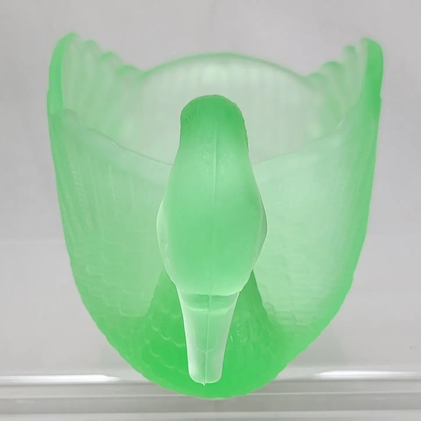 Vintage L.G. Wright Uranium Satin Glass Swan Dish - View 6