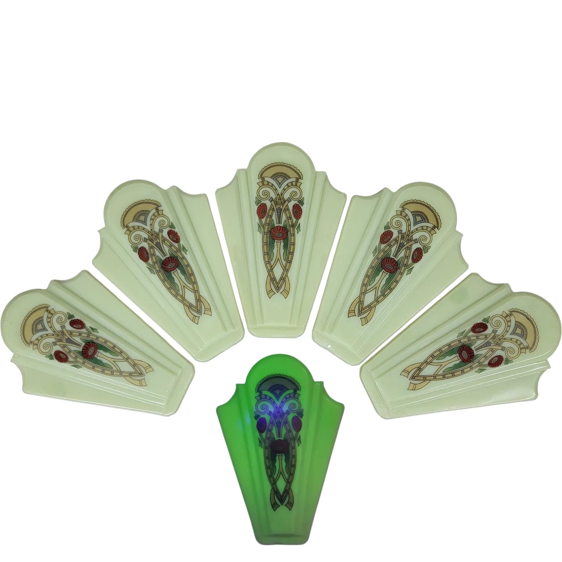 Set 5 Gill Glass Panelle Art Deco Slip Shade Chandelier Panels