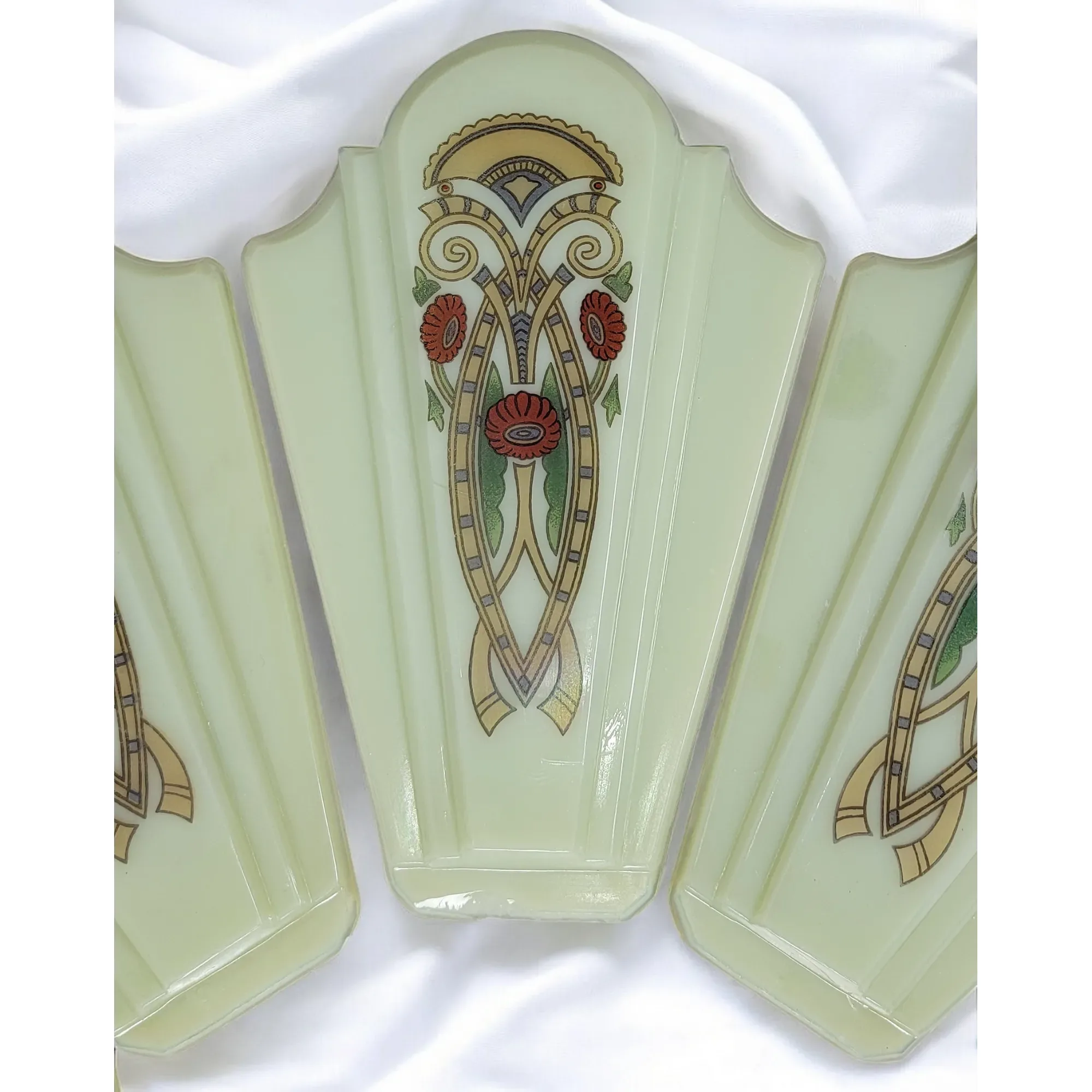 Set 5 Gill Glass Panelle Art Deco Slip Shade Chandelier Panels - View 2