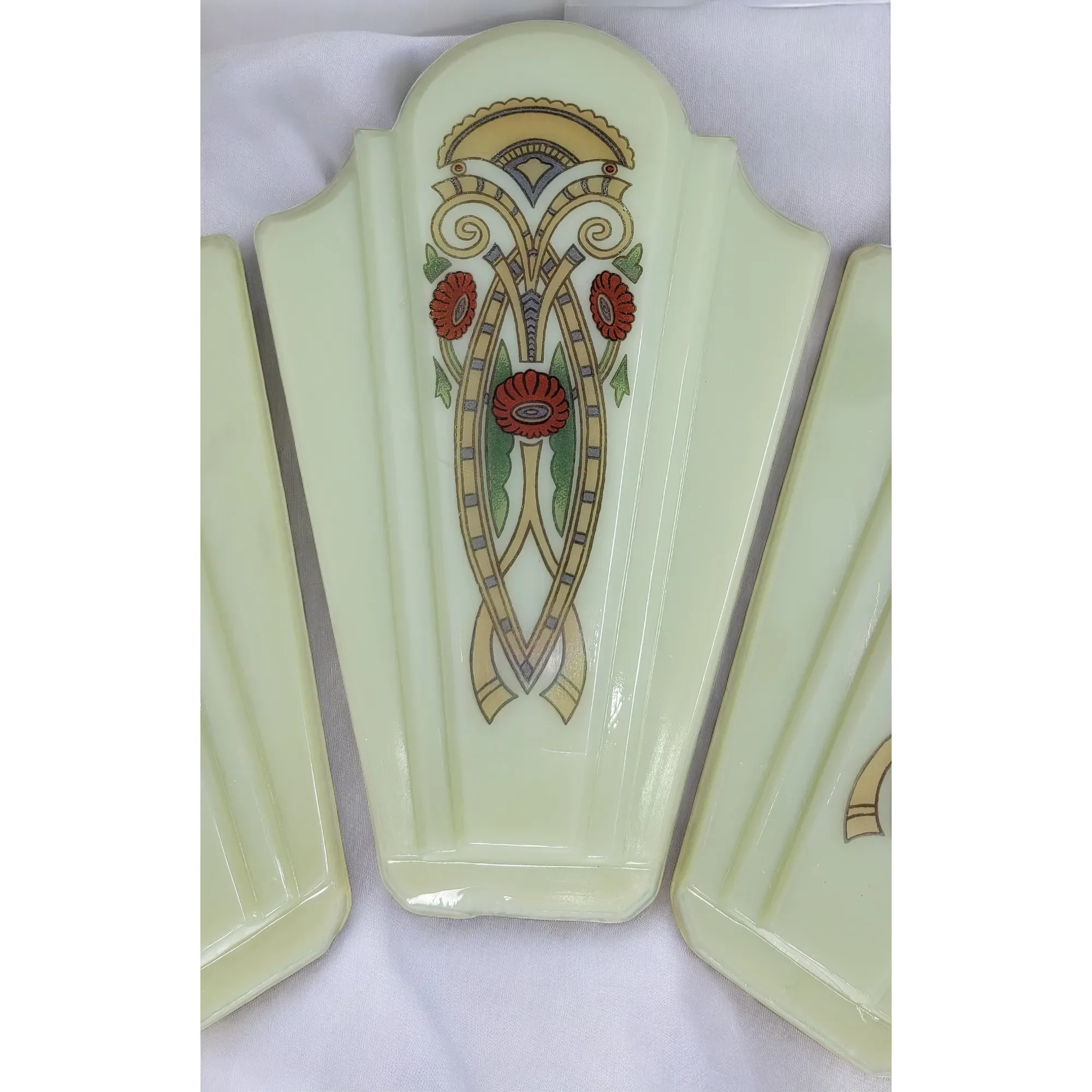 Set 5 Gill Glass Panelle Art Deco Slip Shade Chandelier Panels - View 3
