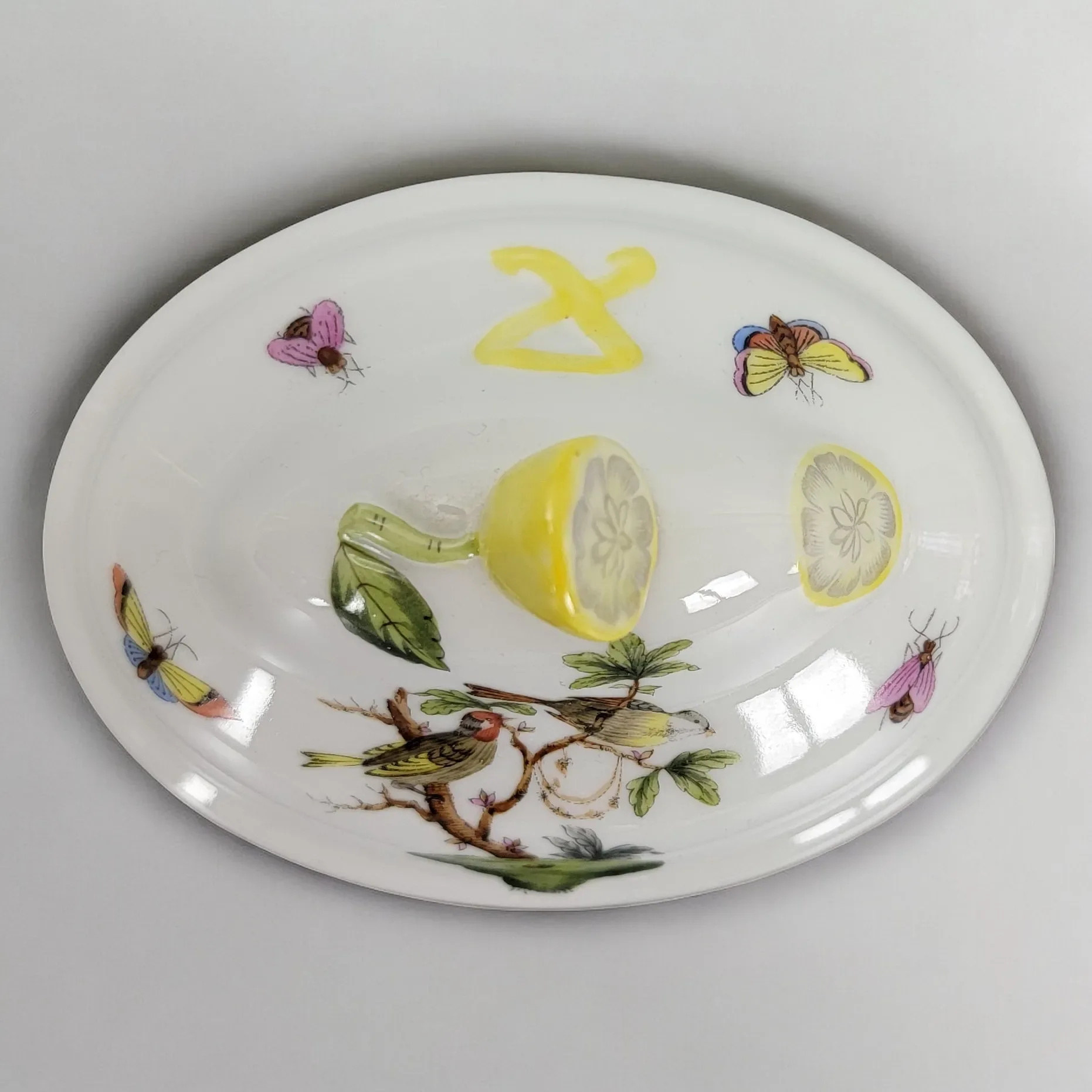 Vintage Herend Hungary Mini Tureen Rothschild Bird Lemon Finial Hand Painted - View 10