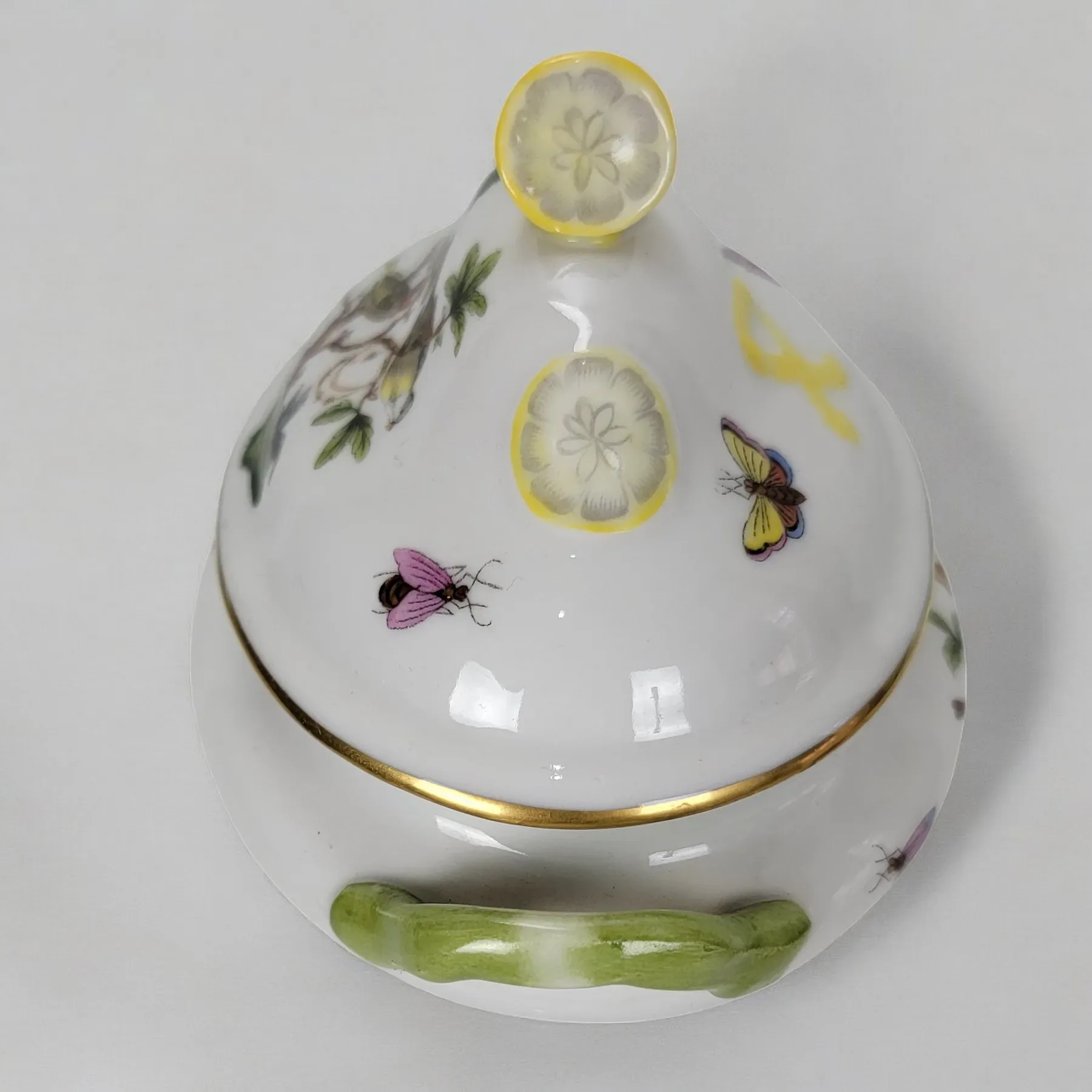 Vintage Herend Hungary Mini Tureen Rothschild Bird Lemon Finial Hand Painted - View 5