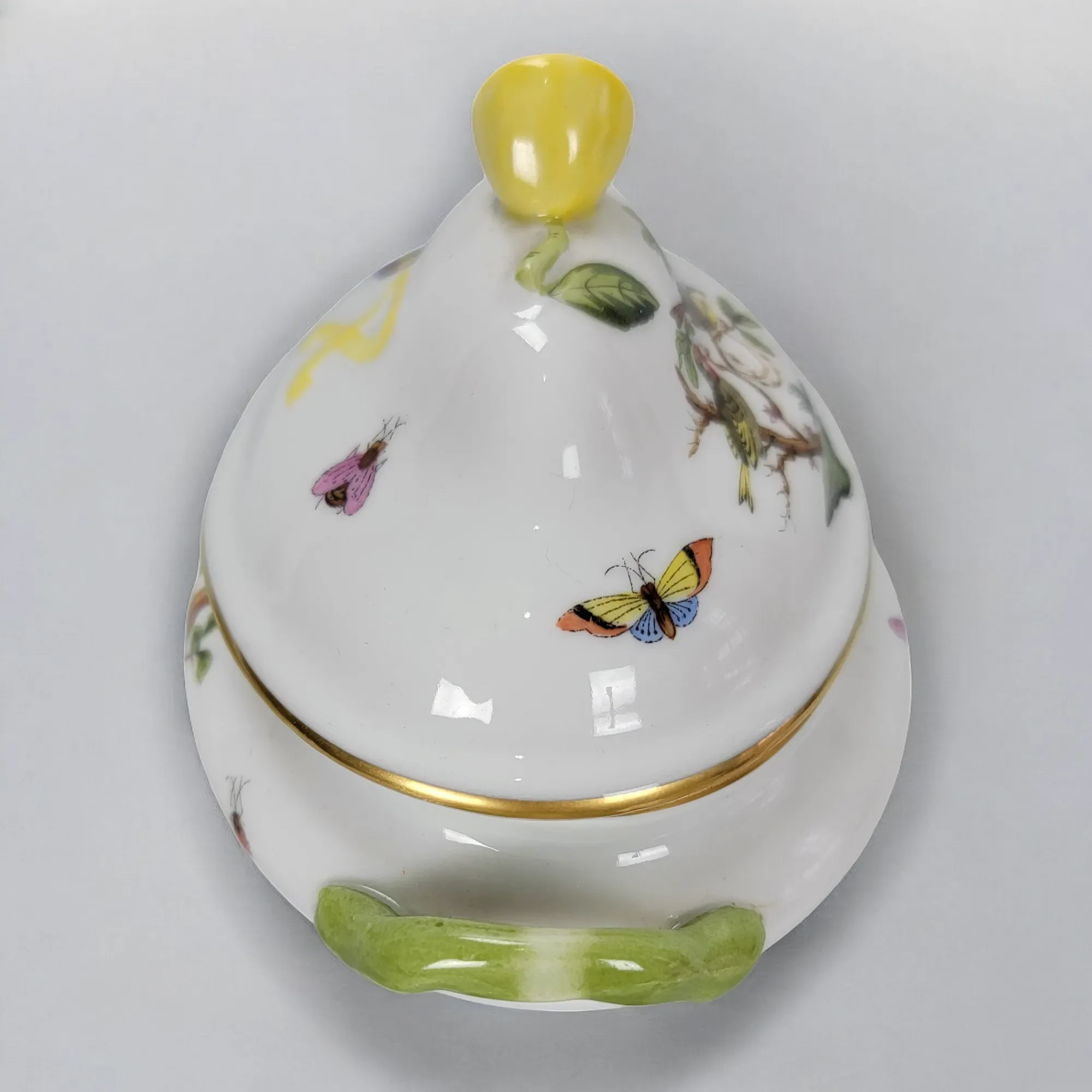 Vintage Herend Hungary Mini Tureen Rothschild Bird Lemon Finial Hand Painted - View 7
