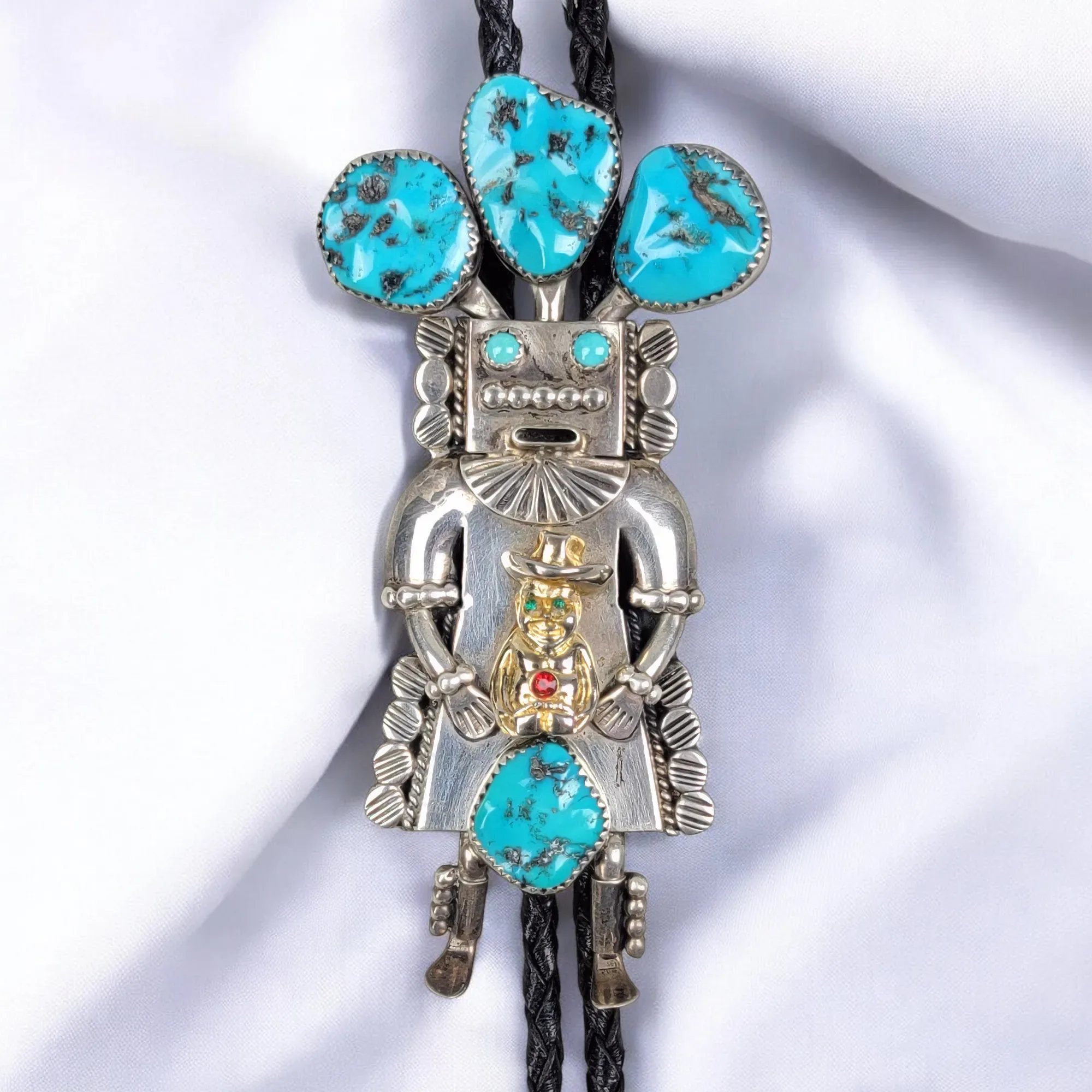 Vintage Will Denetdale Navajo Kachina Billiken Bolo Tie - View 2
