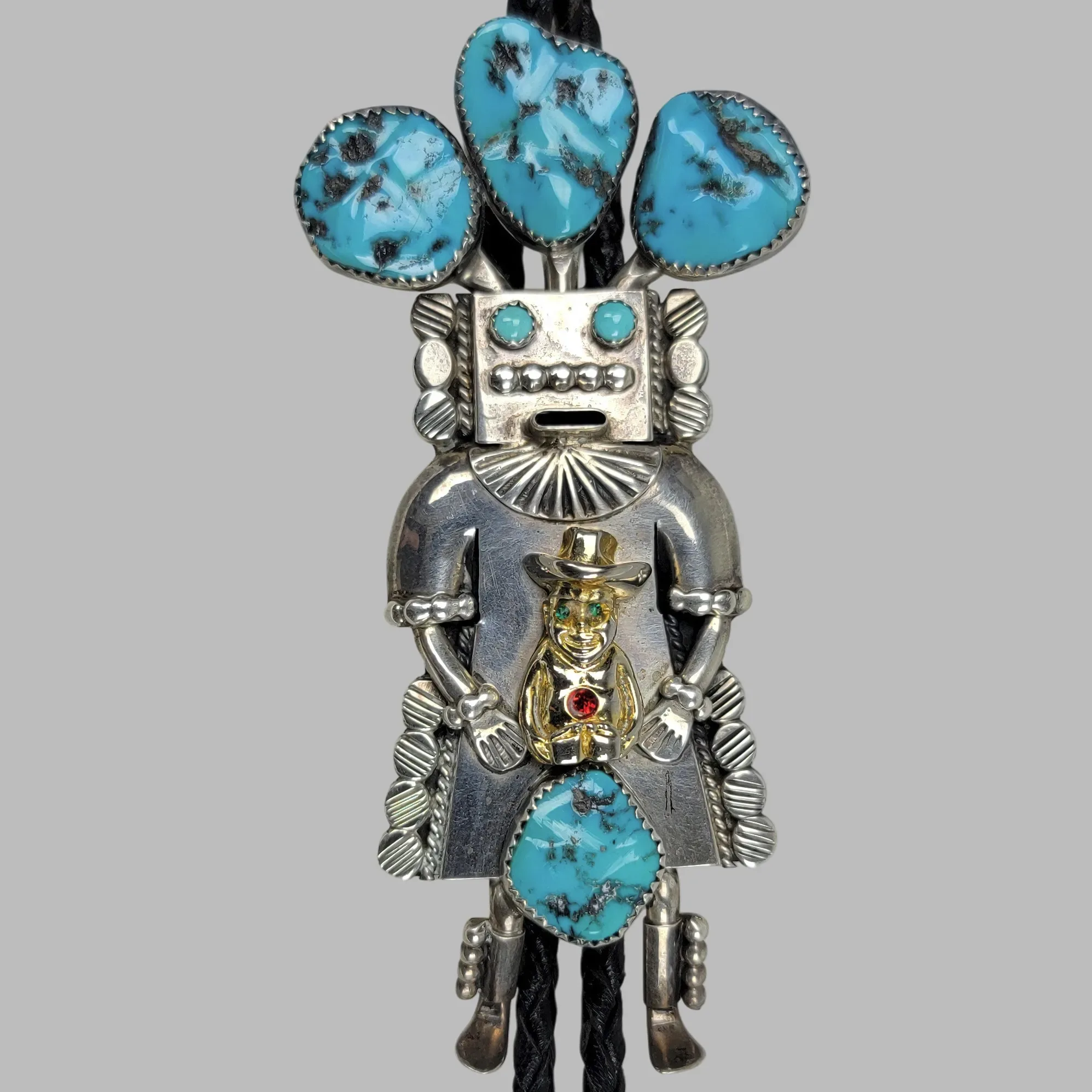 Vintage Will Denetdale Navajo Kachina Billiken Bolo Tie - View 3