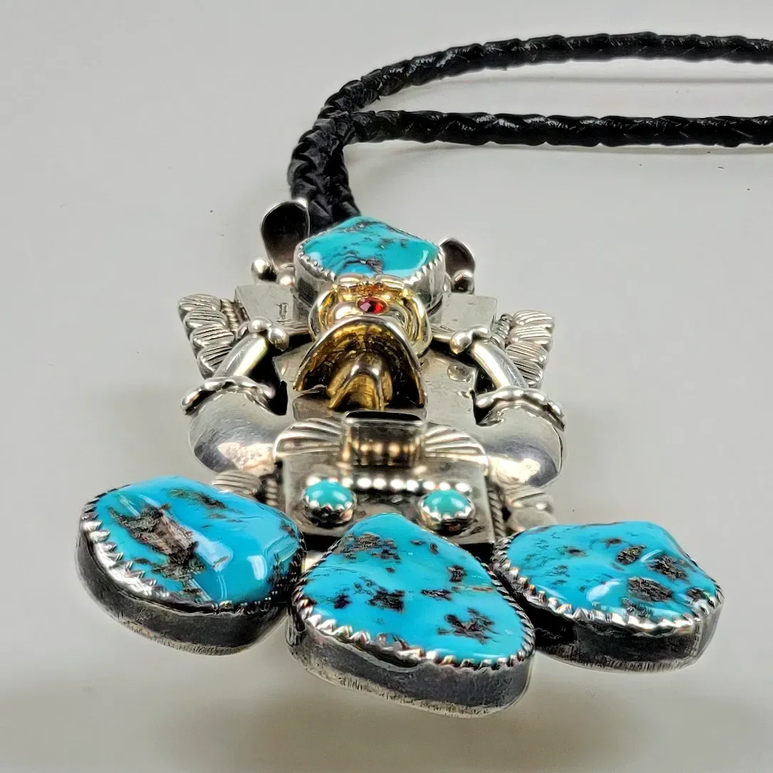 Vintage Will Denetdale Navajo Kachina Billiken Bolo Tie - View 6