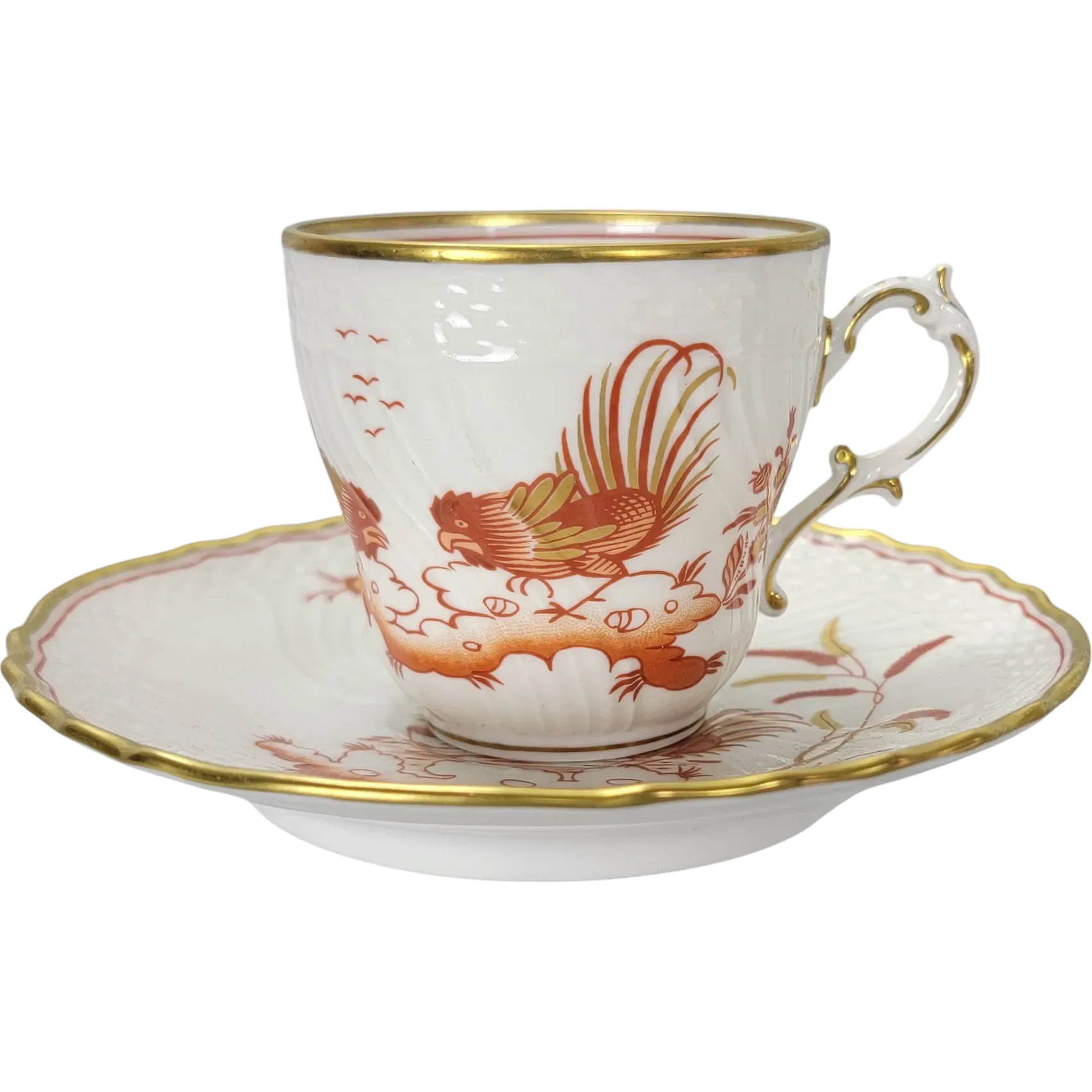 Richard Ginori Siena Rust Rooster Demitasse Cup & Saucer