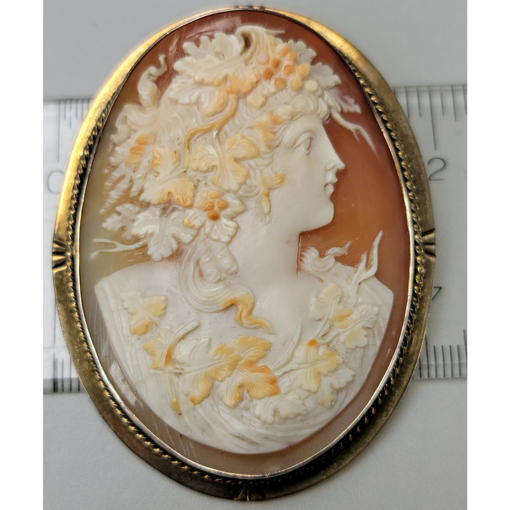 Antique Large Carved Shell Cameo Brooch Mounted in Sterling Silver - View 8