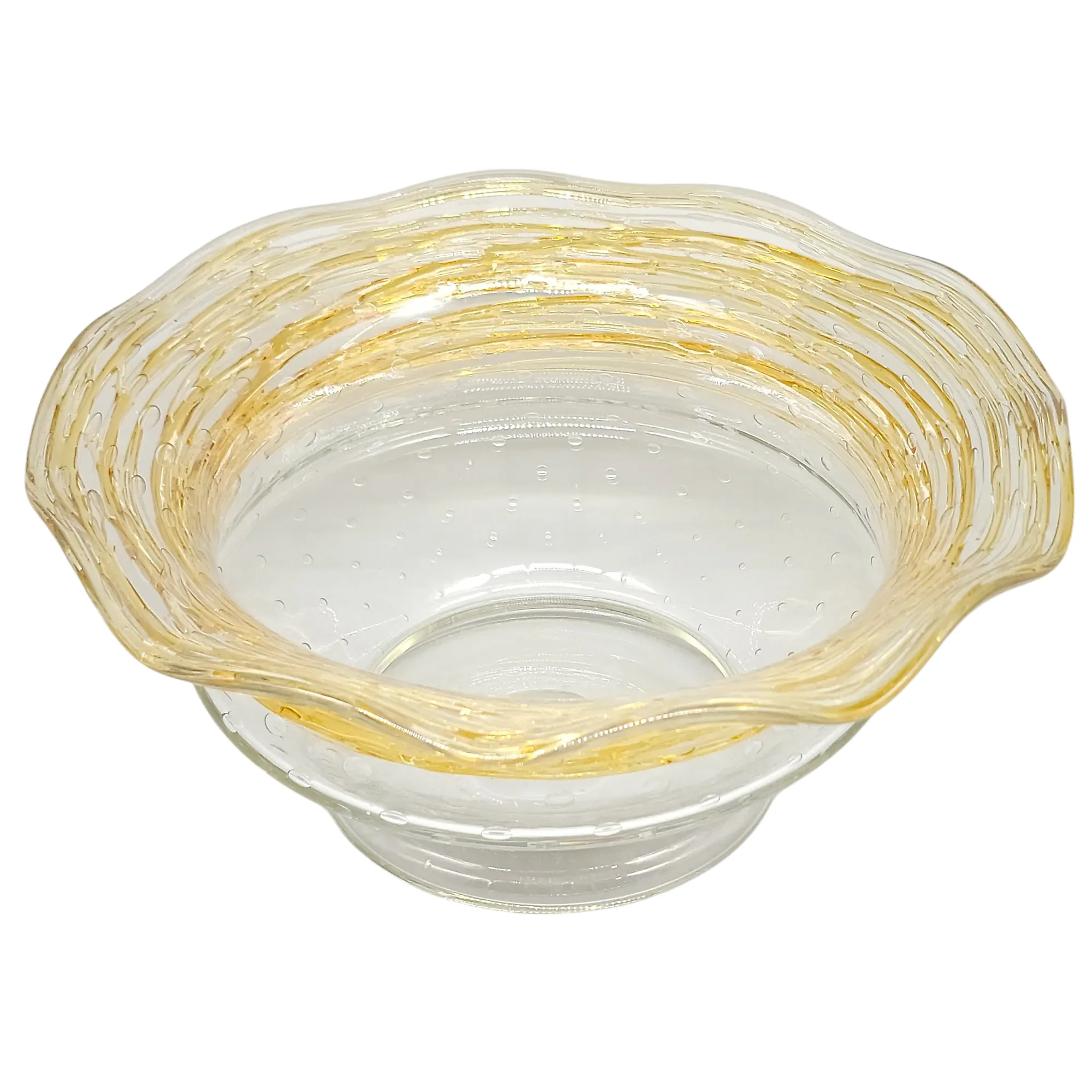 Frederick Carder for Steuben Gold Reeded Bowl - Controlled Bubbles