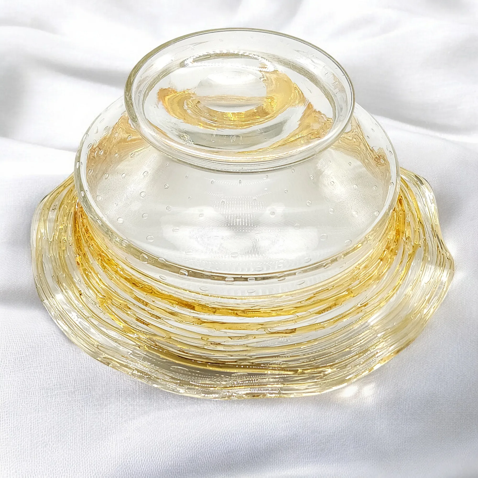 Frederick Carder for Steuben Gold Reeded Bowl - Controlled Bubbles - View 5