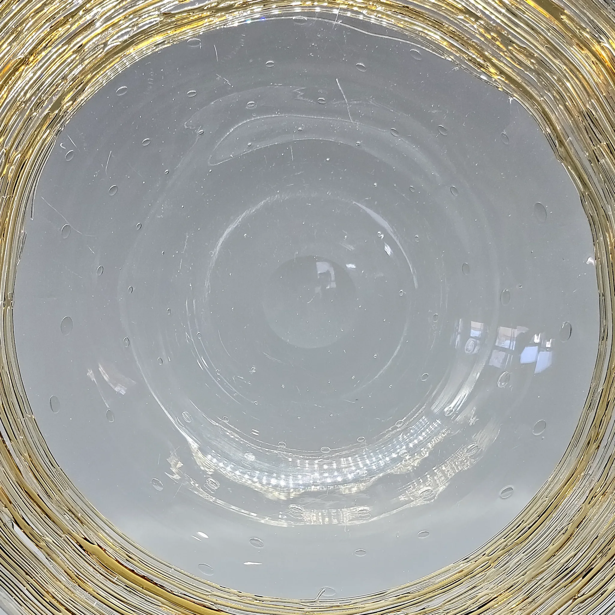 Frederick Carder for Steuben Large Gold Reeded Bowl - Controlled Bubbles - View 8