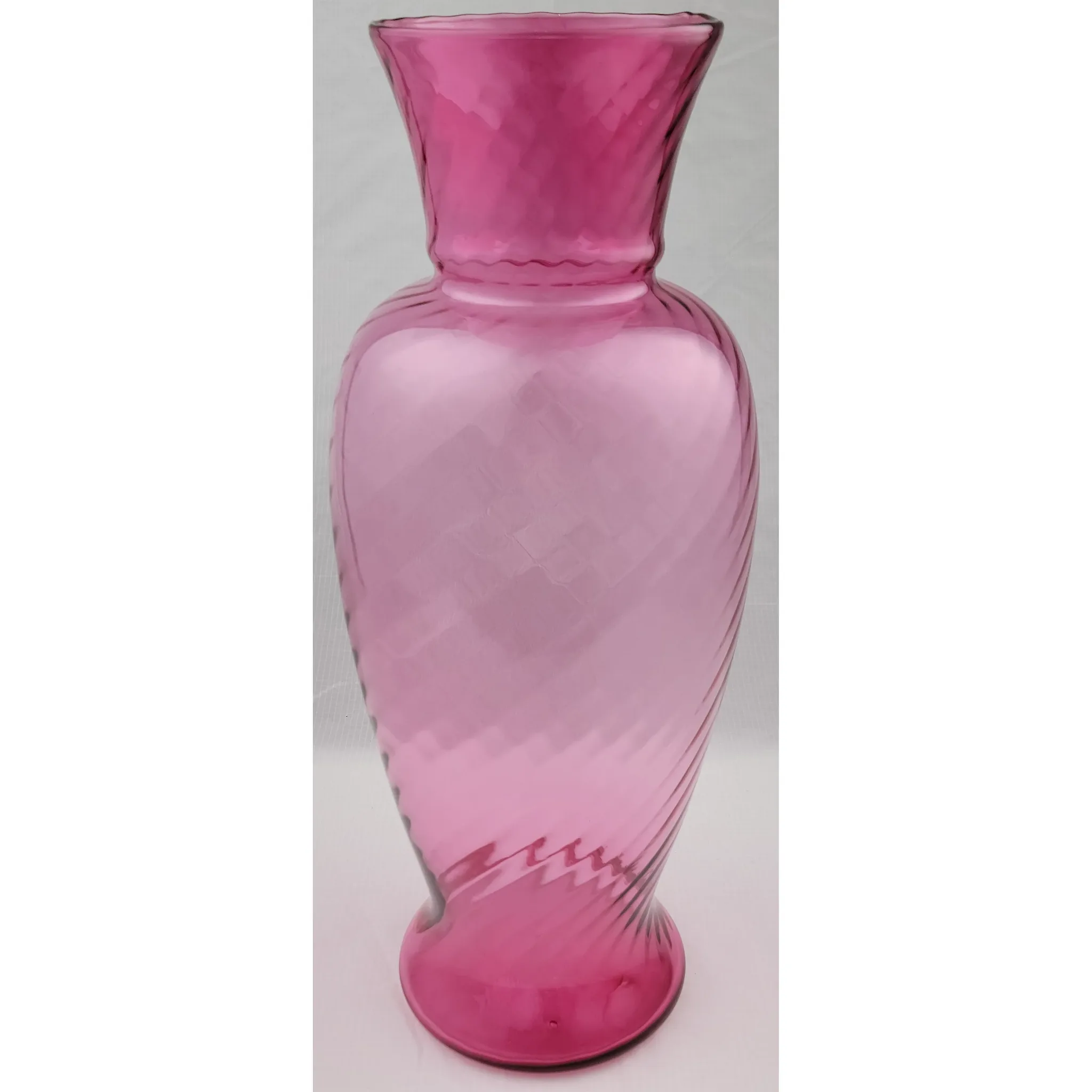 Pair Pilgrim Cranberry Swirl Glass Regency Vases - View 4