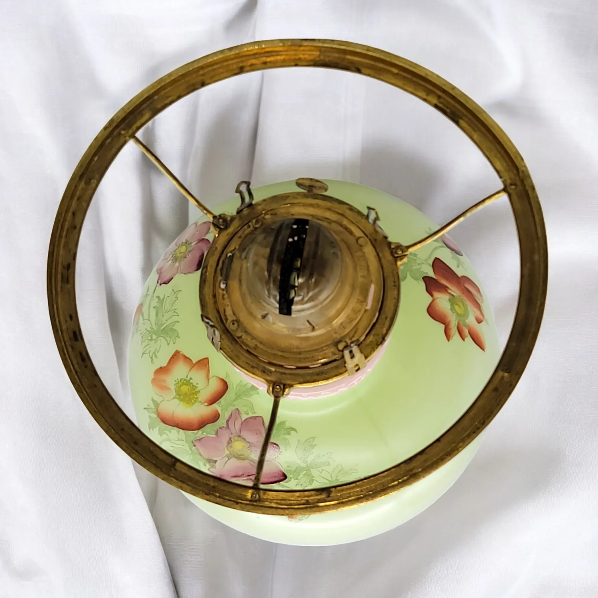Antique Kerosene Lamp with Hand Painted Flowers - View 8