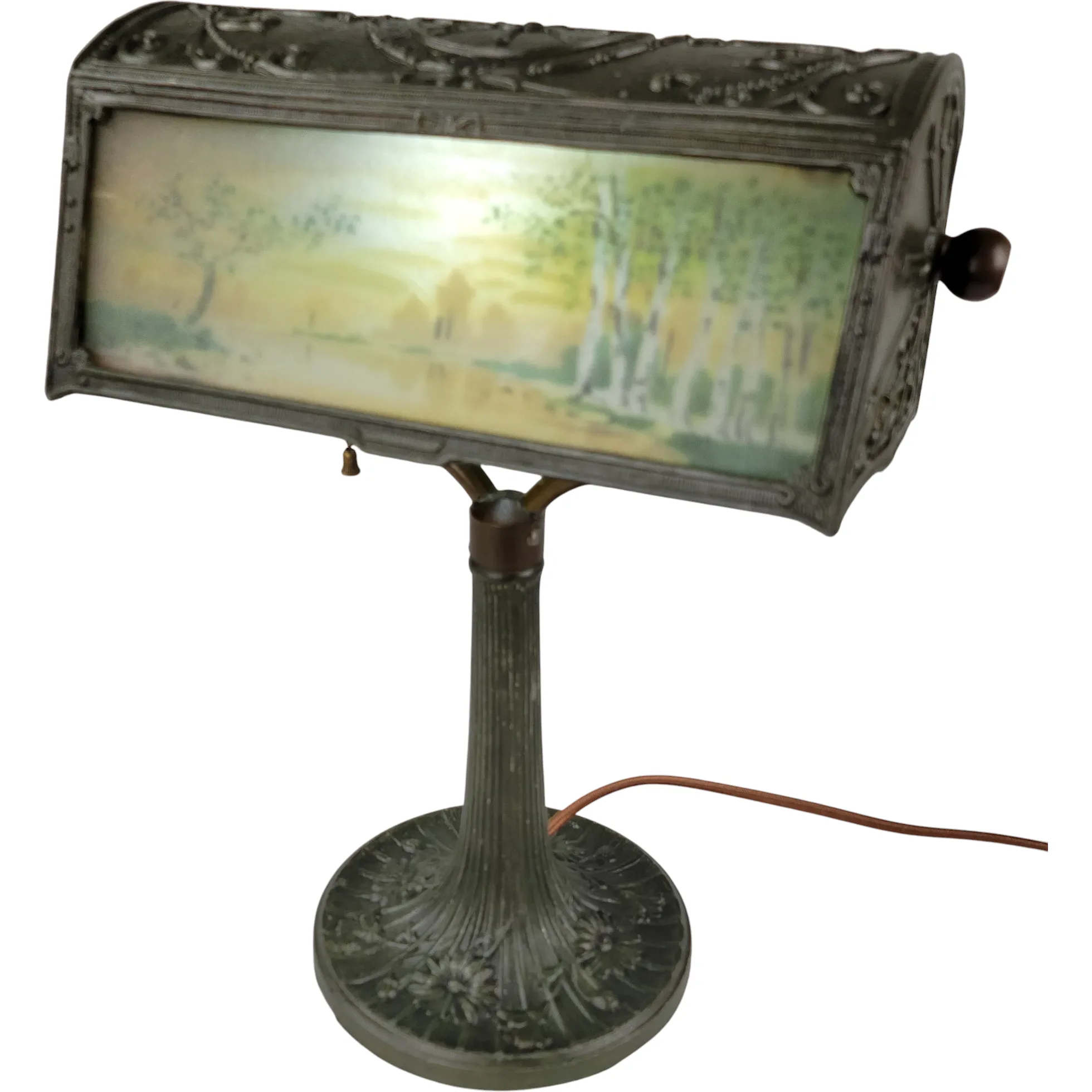 Art Nouveau Desk Lamp - Reverse Painted