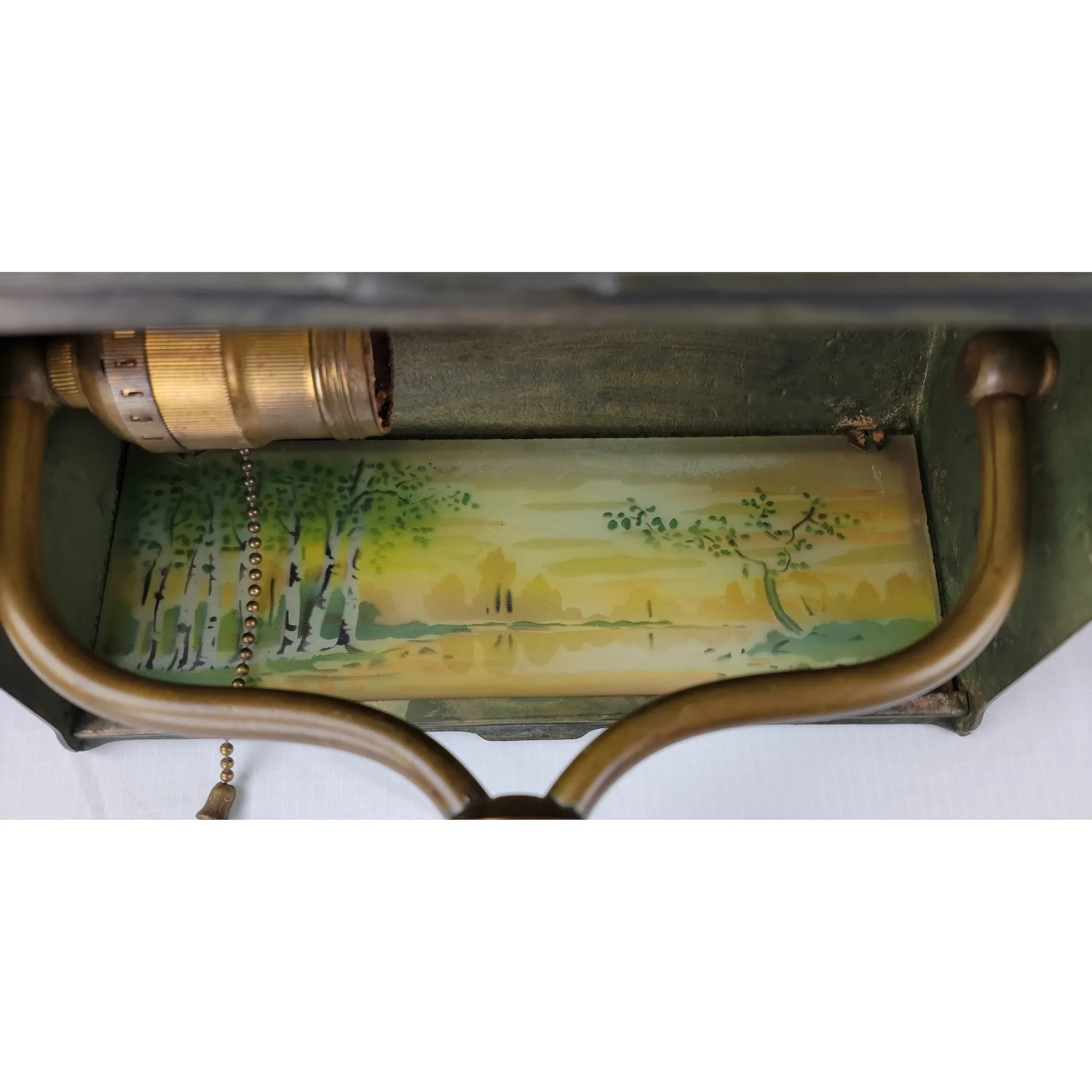 Art Nouveau Desk Lamp - Reverse Painted - View 10