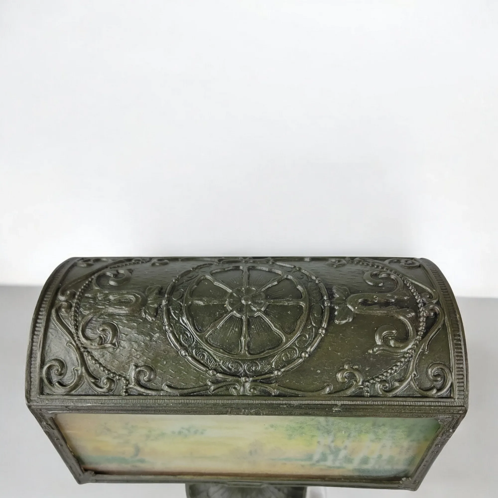 Art Nouveau Desk Lamp - Reverse Painted - View 11