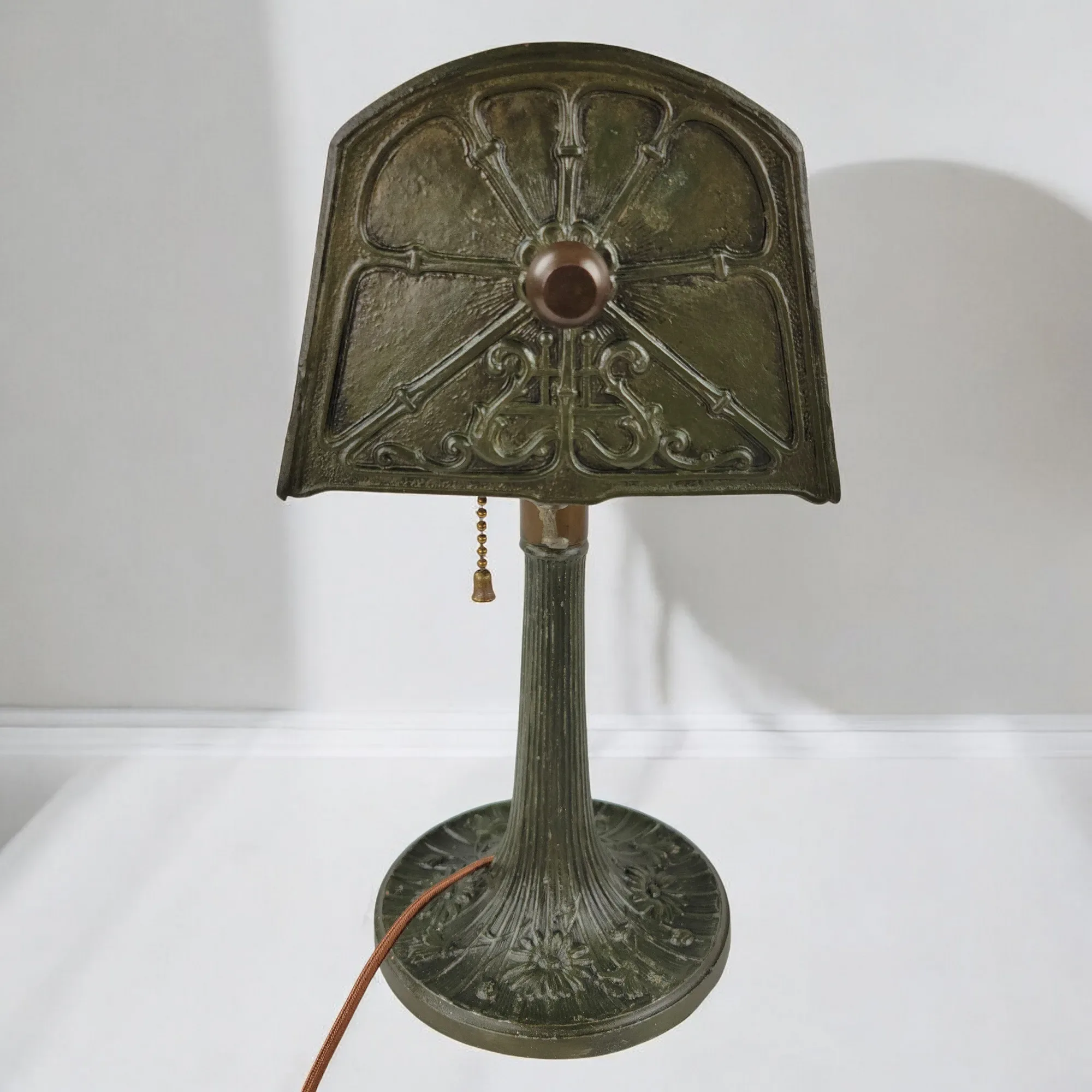 Art Nouveau Desk Lamp - Reverse Painted - View 12