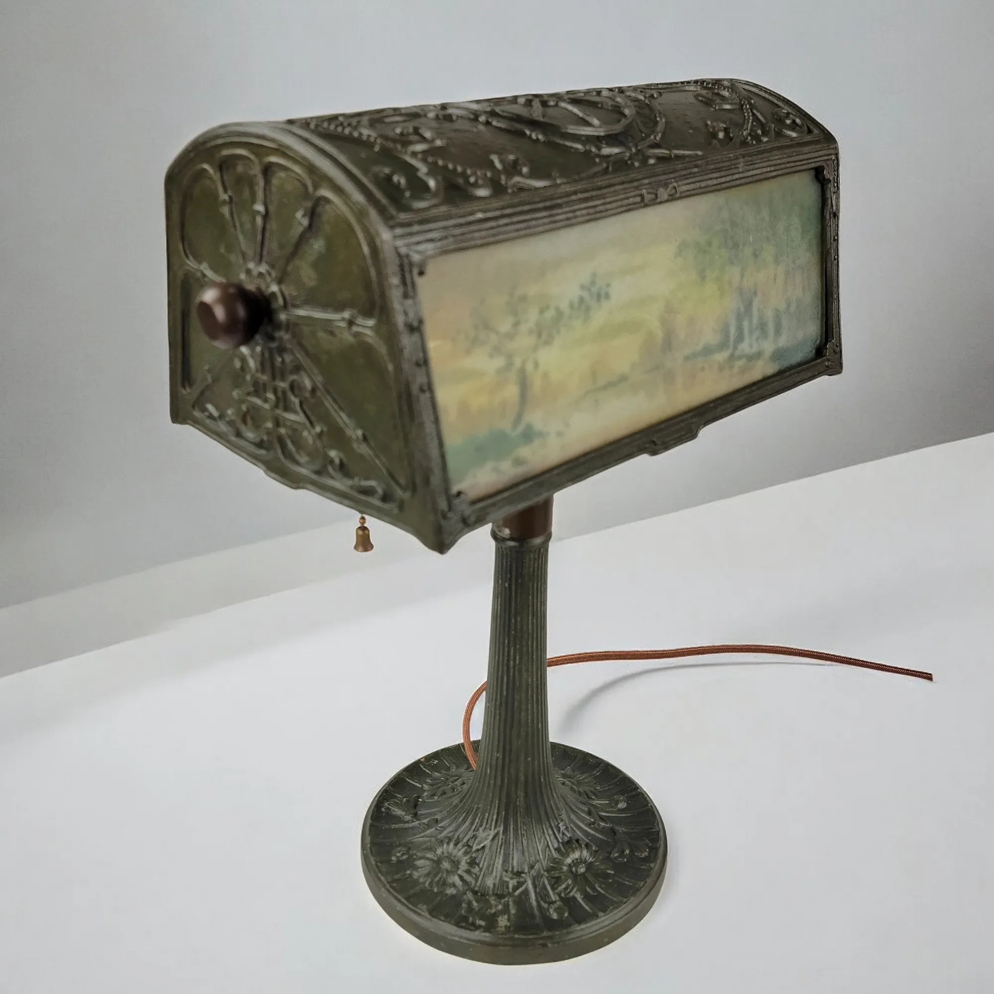 Art Nouveau Desk Lamp - Reverse Painted - View 3