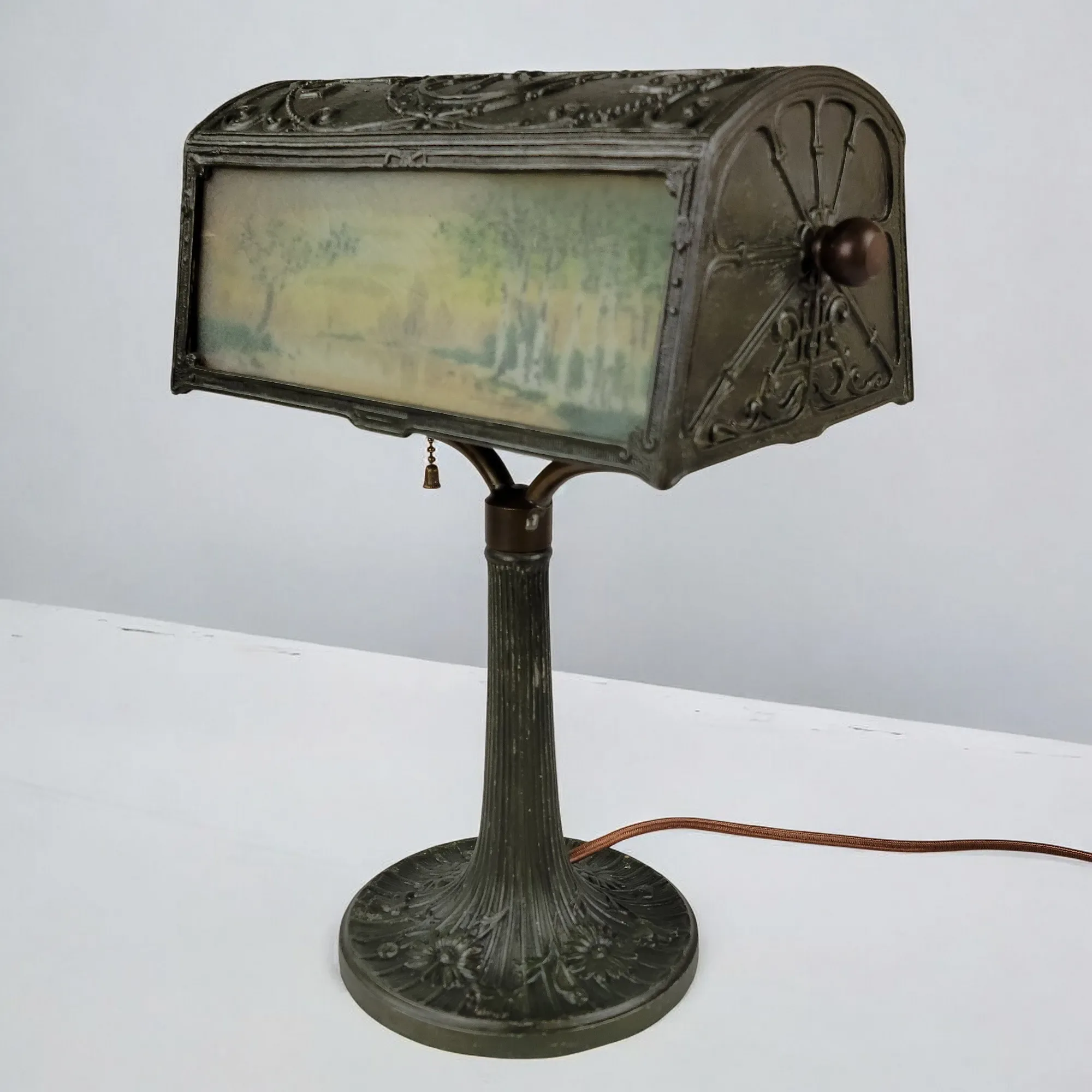 Art Nouveau Desk Lamp - Reverse Painted - View 4