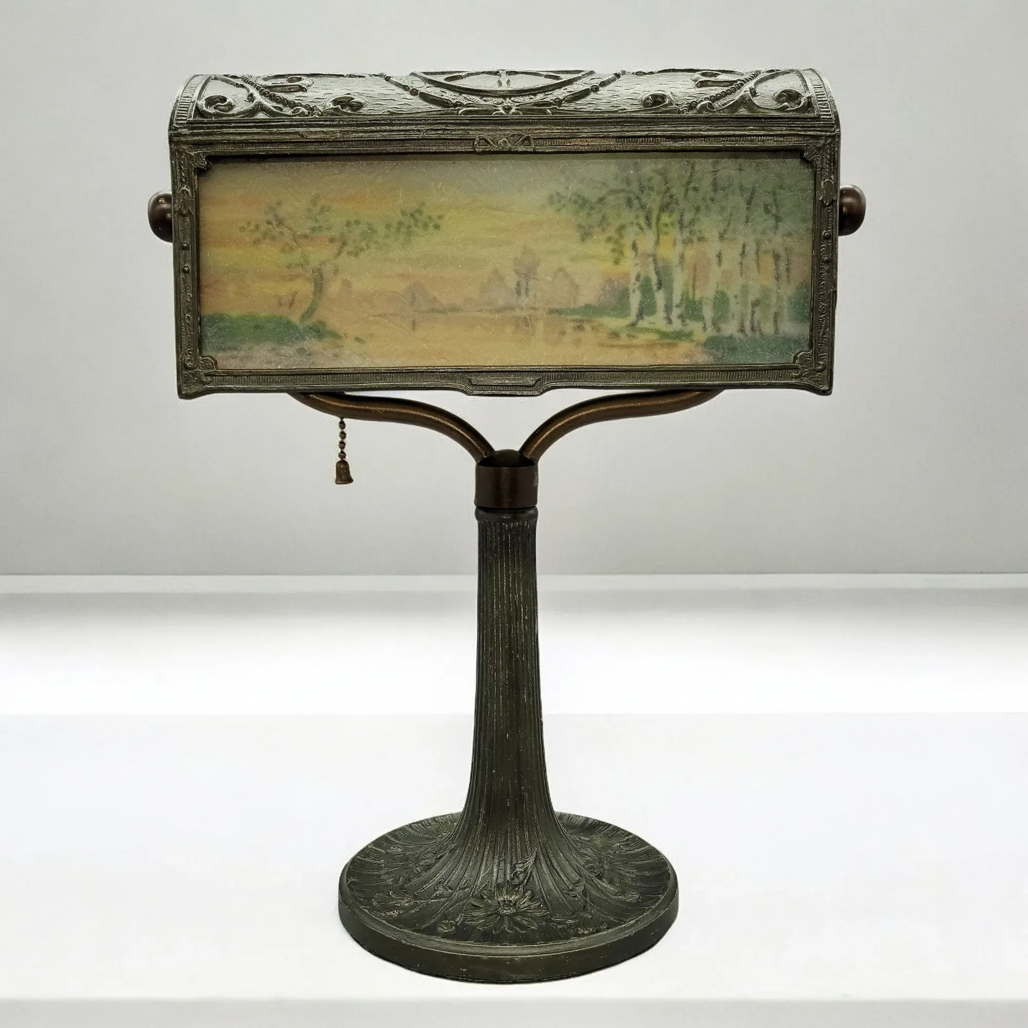 Art Nouveau Desk Lamp - Reverse Painted - View 5