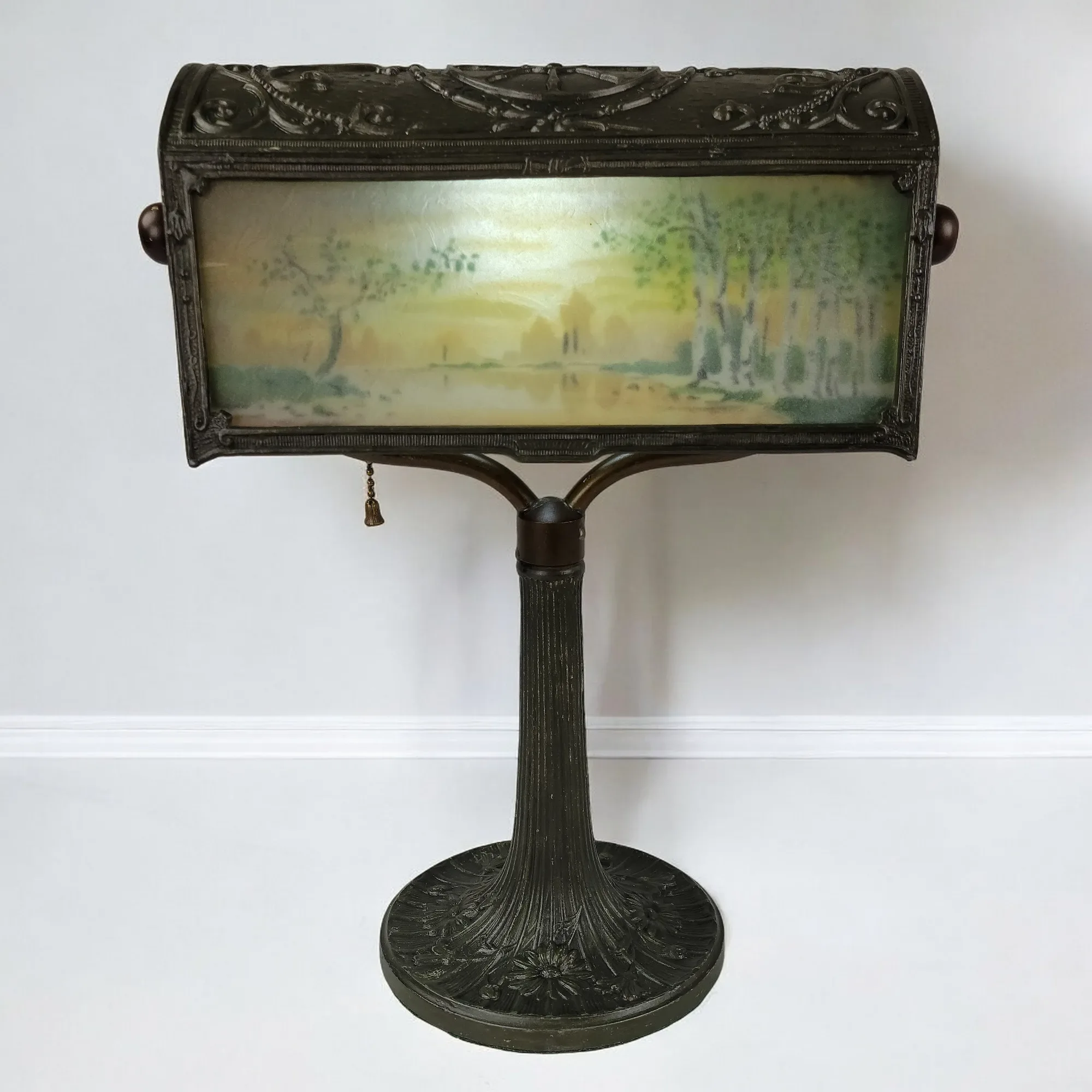 Art Nouveau Desk Lamp - Reverse Painted - View 6
