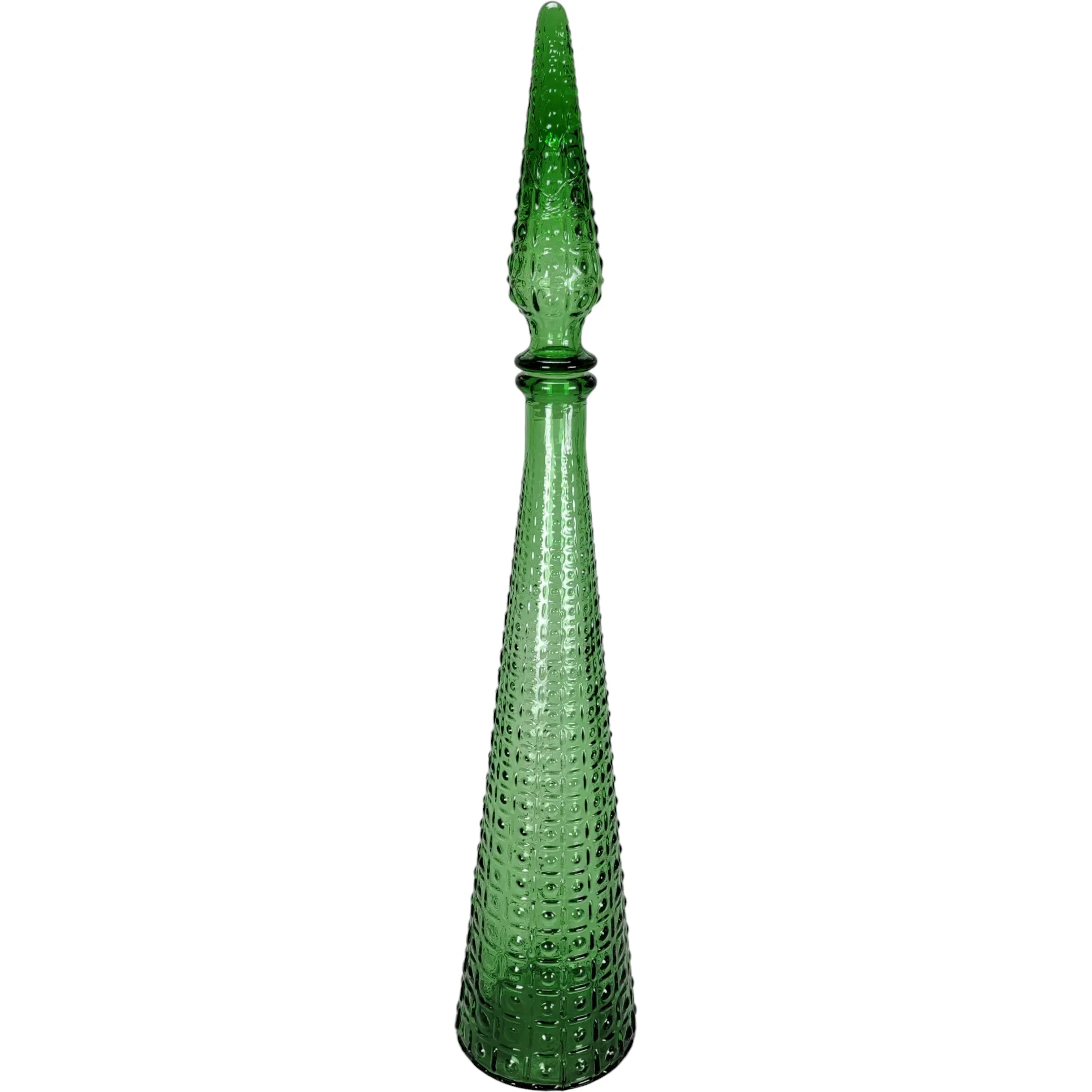 Vintage Empoli Glass Italy Green Decanter Bottle
