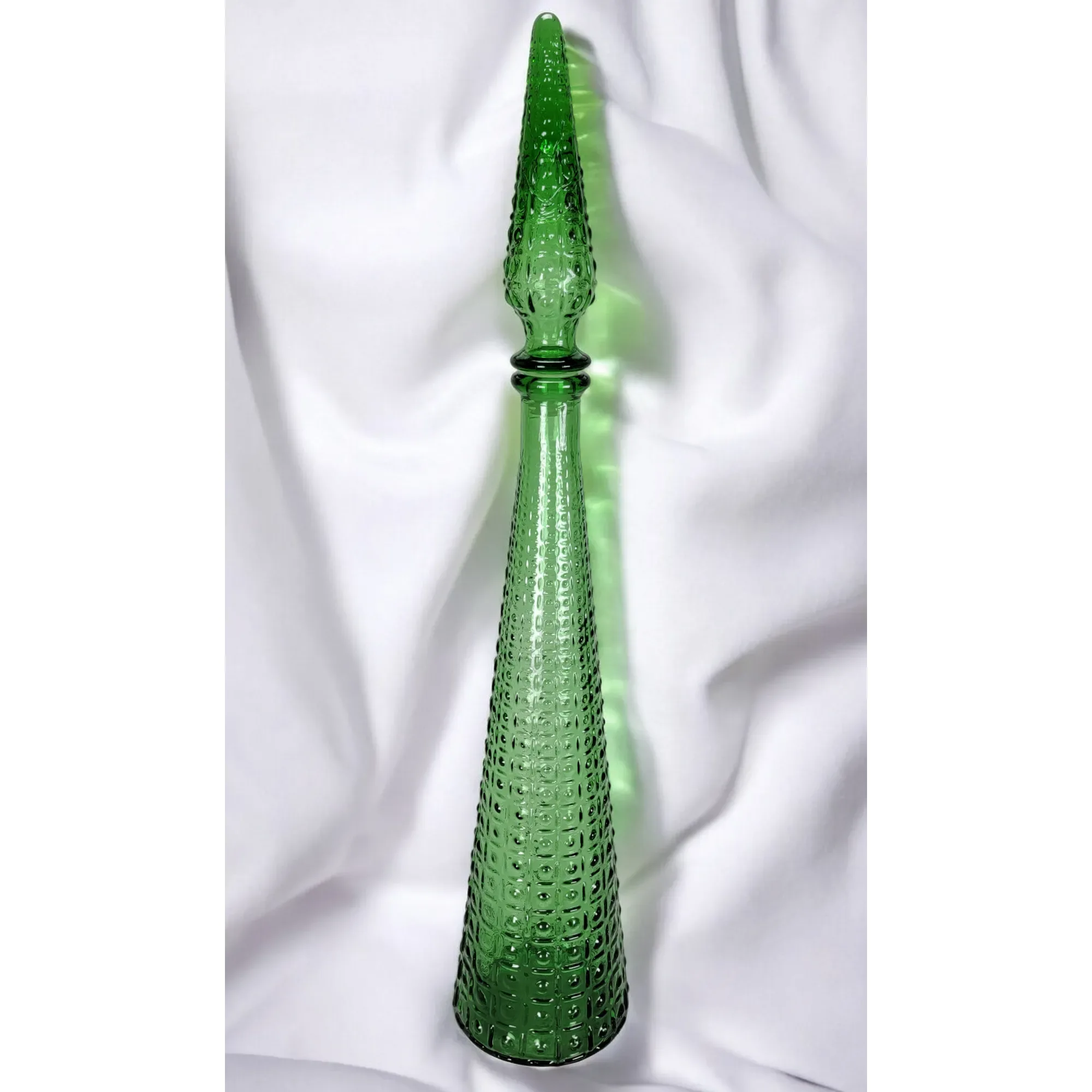 Vintage Empoli Glass Italy Green Decanter Bottle - View 2