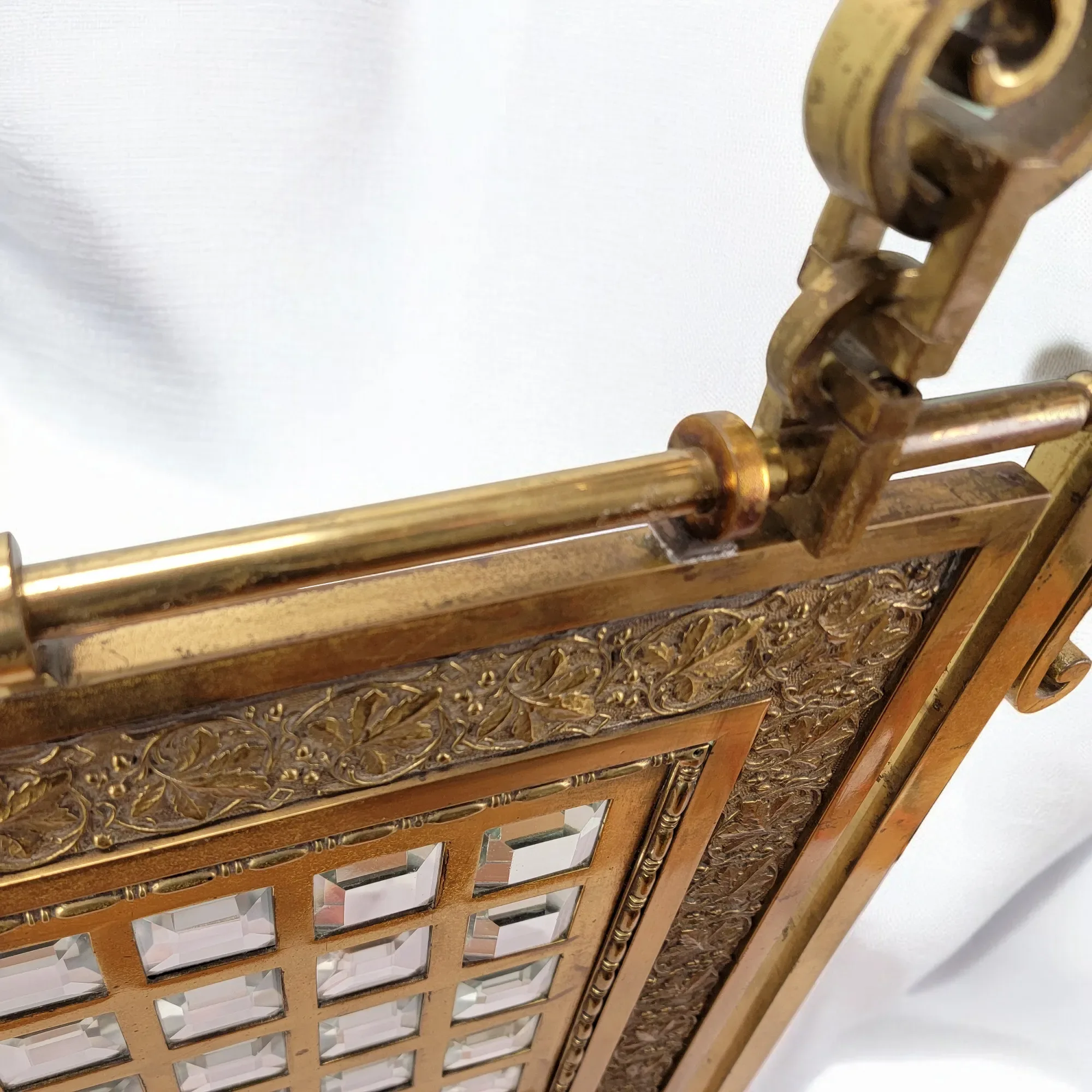 Antique Victorian Brass & Beveled Glass Fireplace Fire Screen - View 12