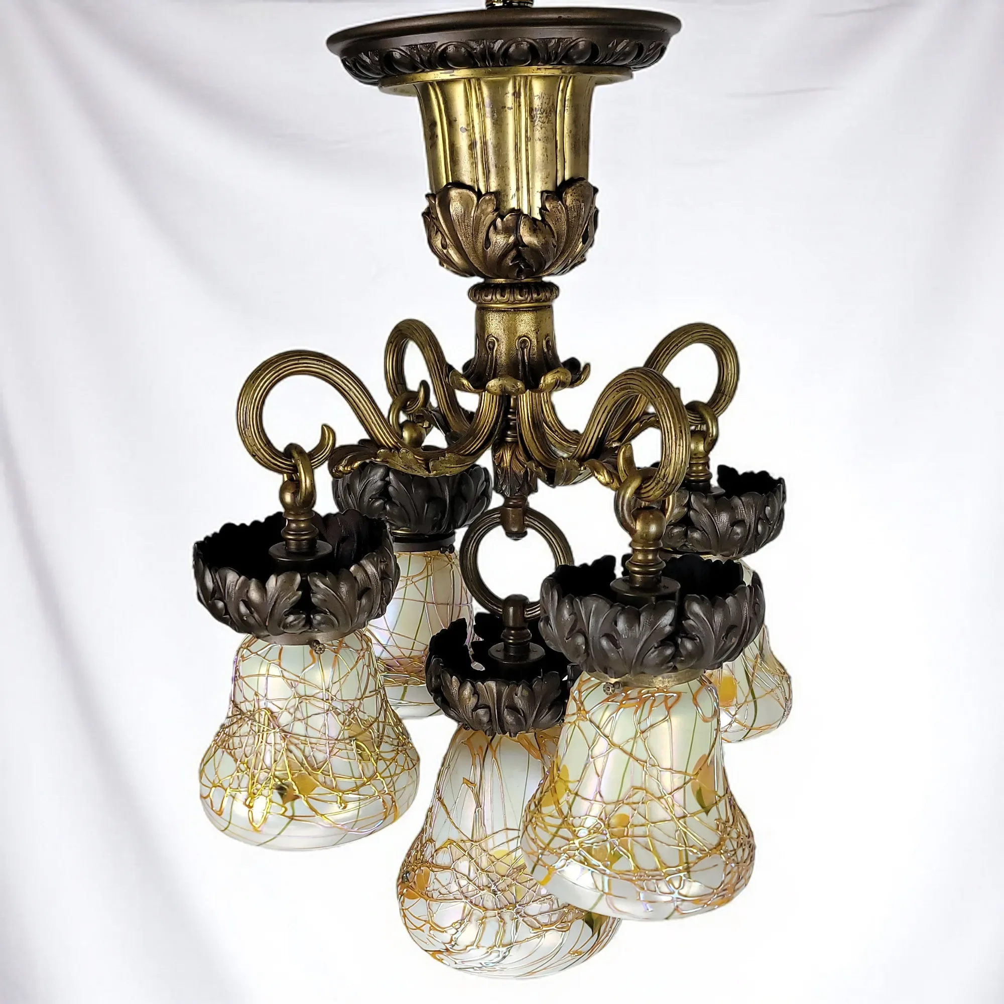 Antique Bronze E. F. Caldwell 5 Light Fixture - Petite - View 3