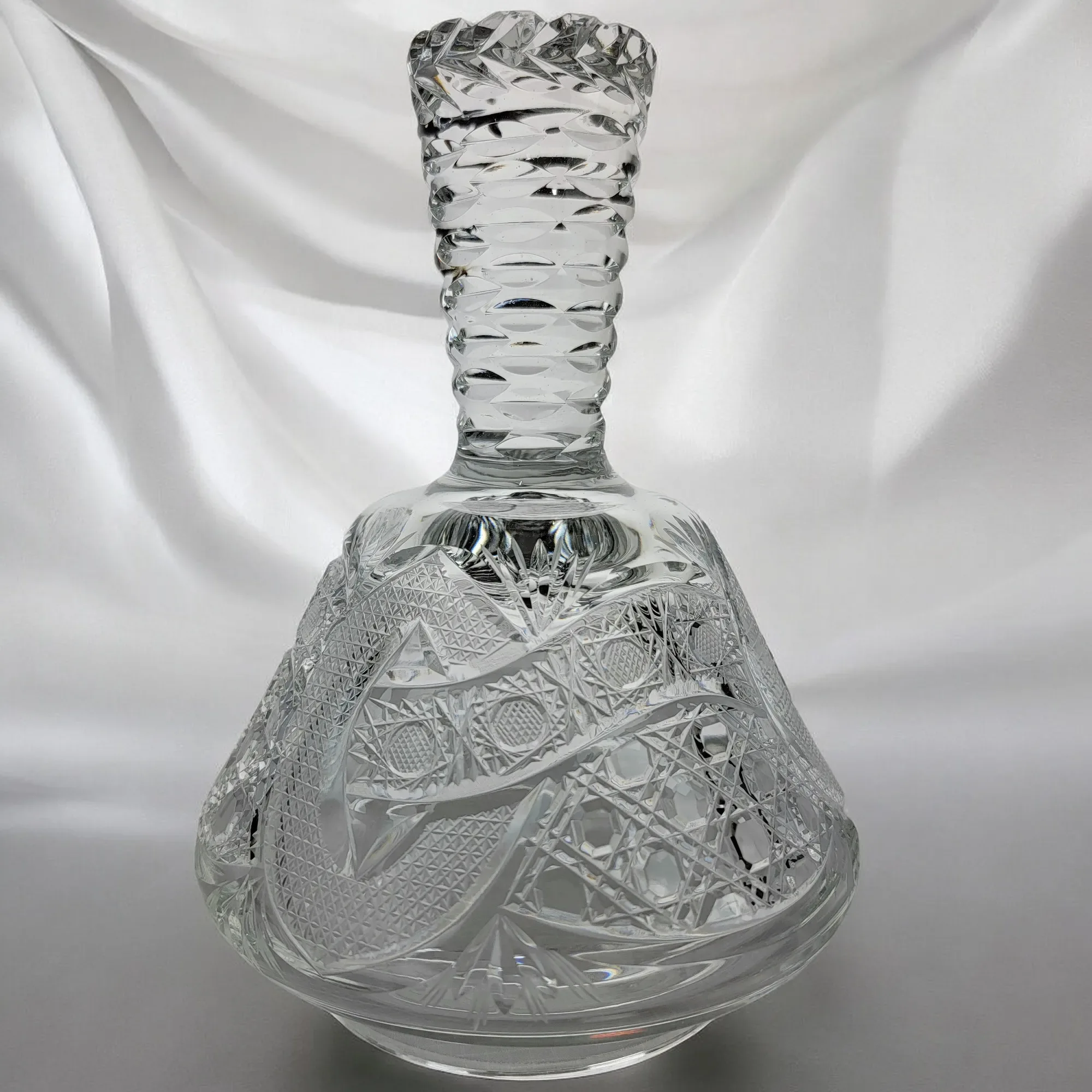 Large Russian Soviet Era Cut Crystal Urn or Jar with Bronze Mounts - View 8