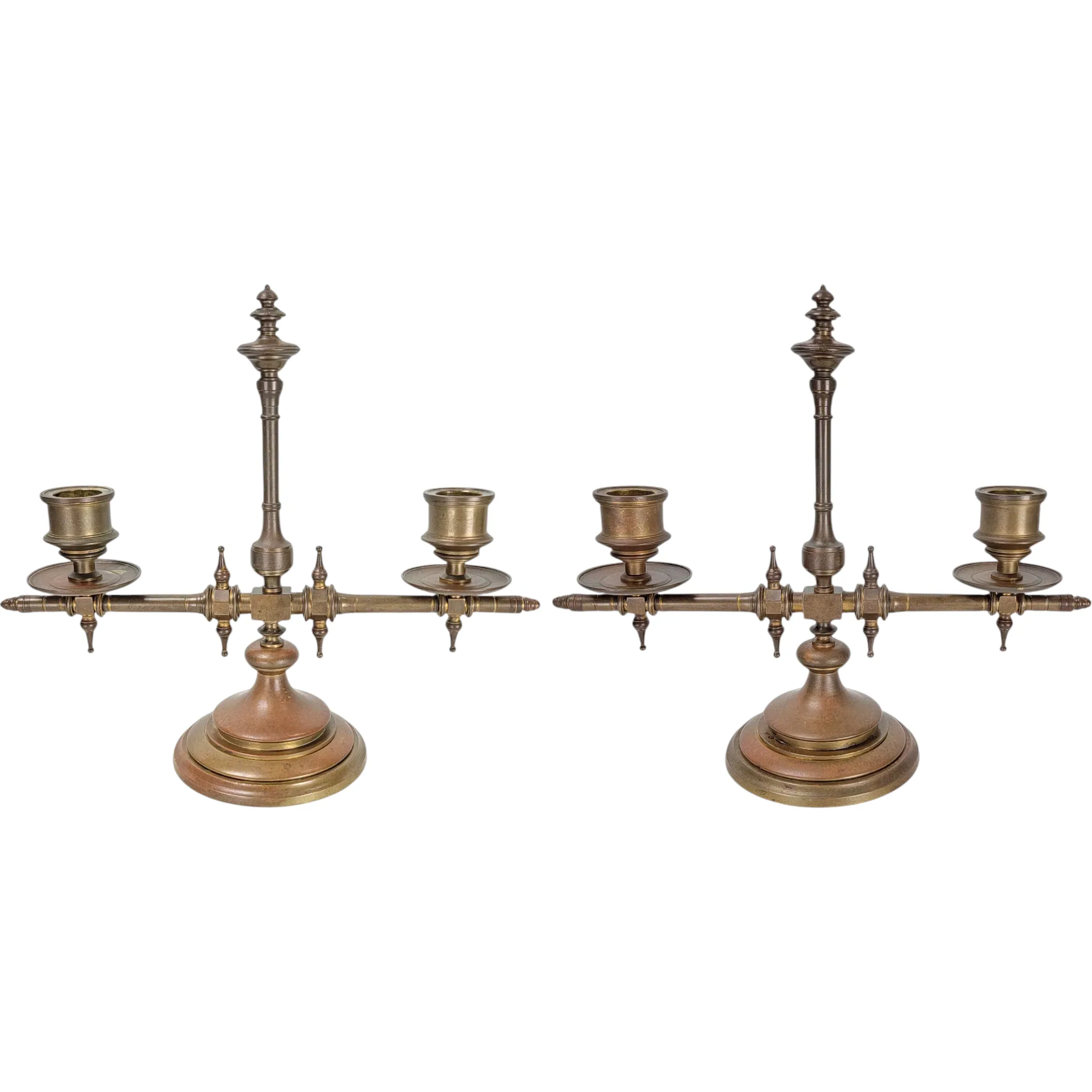 Pair of Antique Bronze Candelabra – Aesthetic Movement – Never Electrified