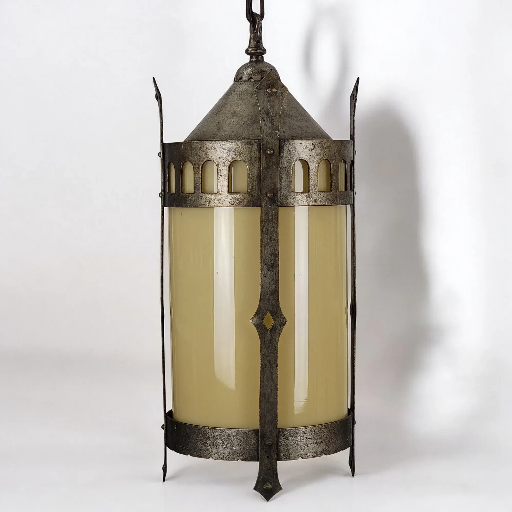 Pair Large Vintage Iron - Gothic Revival - Pendant Lights - View 8