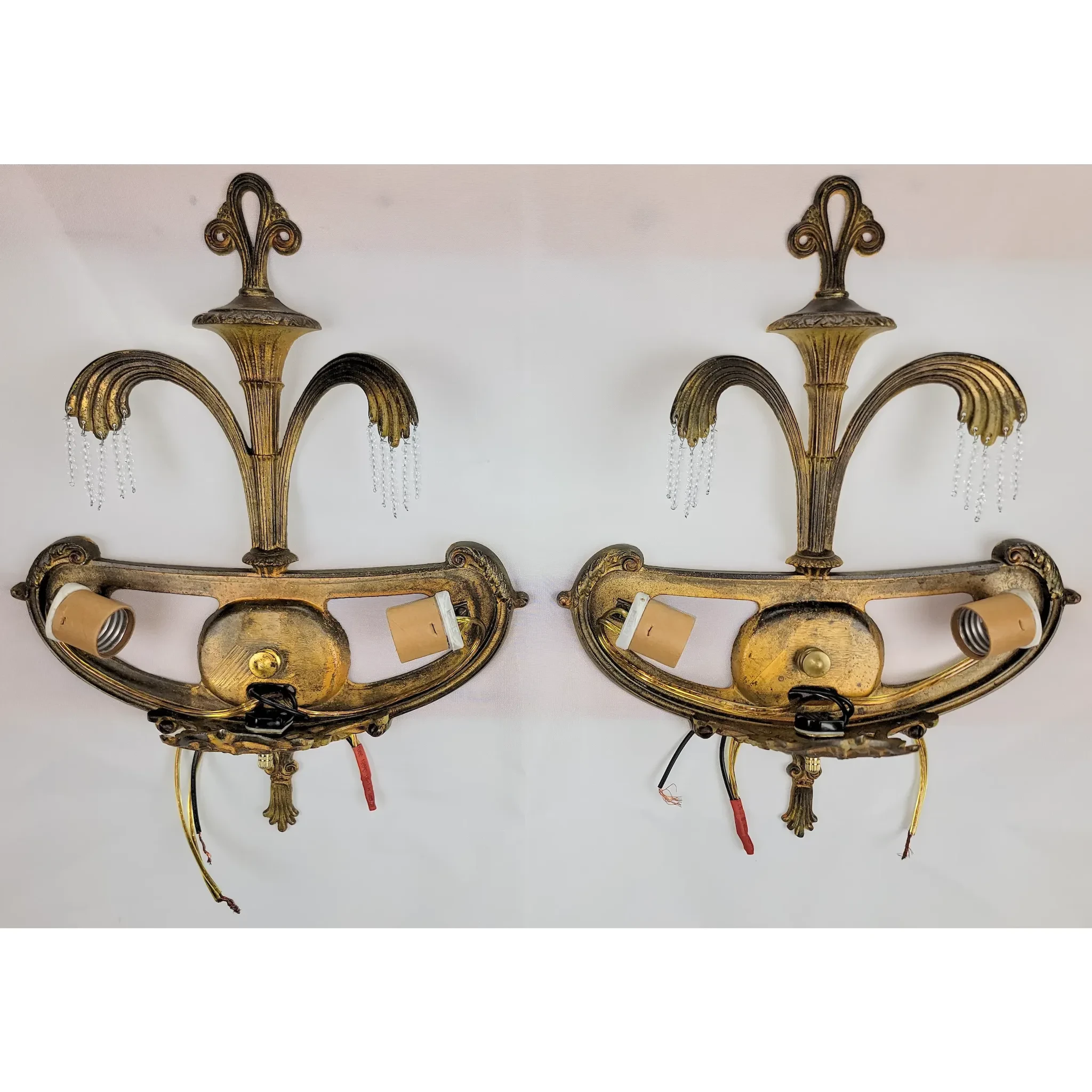 Art Deco Slip Shade Waterfall Sconces - 2 Light- Gill Glass &amp; Fixture Co - View 3